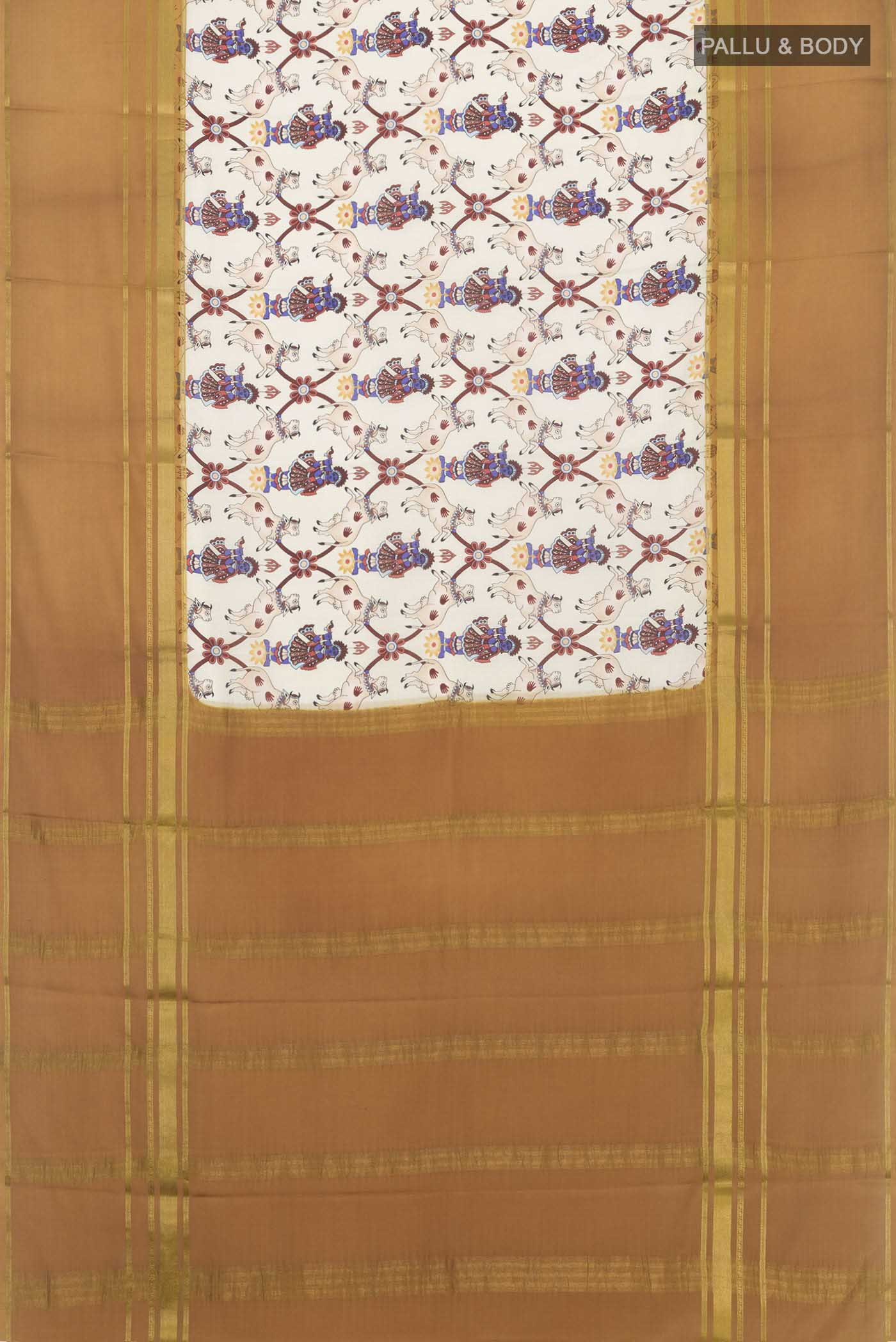 Beige Mysore Crepe Saree - Image 5
