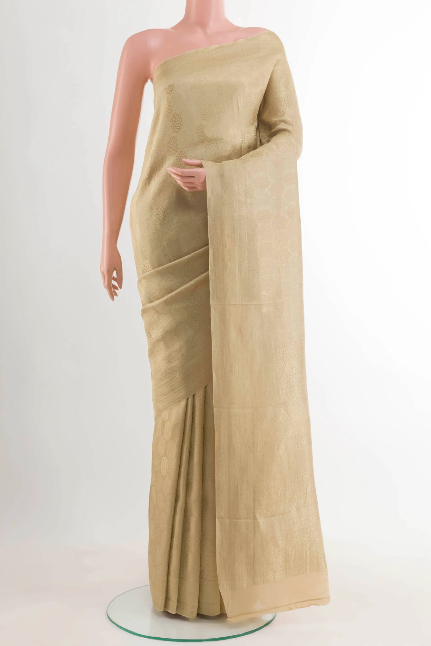 Beige Mysore Crepe Saree