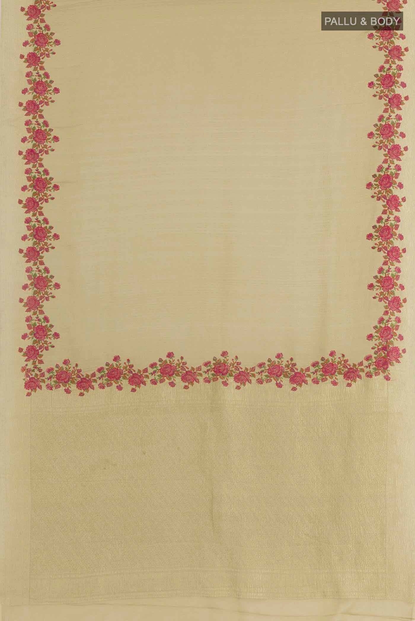 Beige Mysore Crepe Saree - Image 4