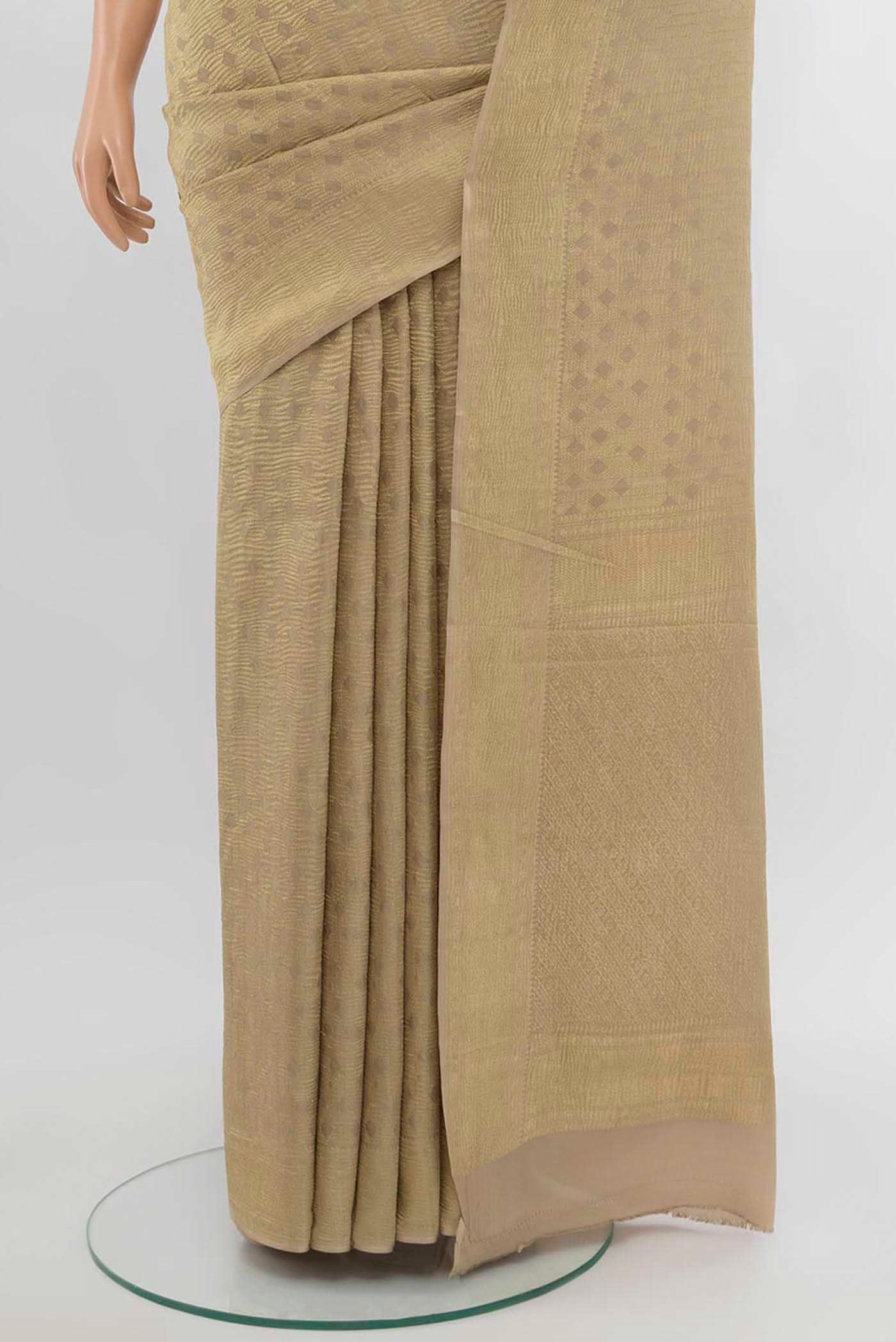 Beige Mysore Crepe Saree - Image 3