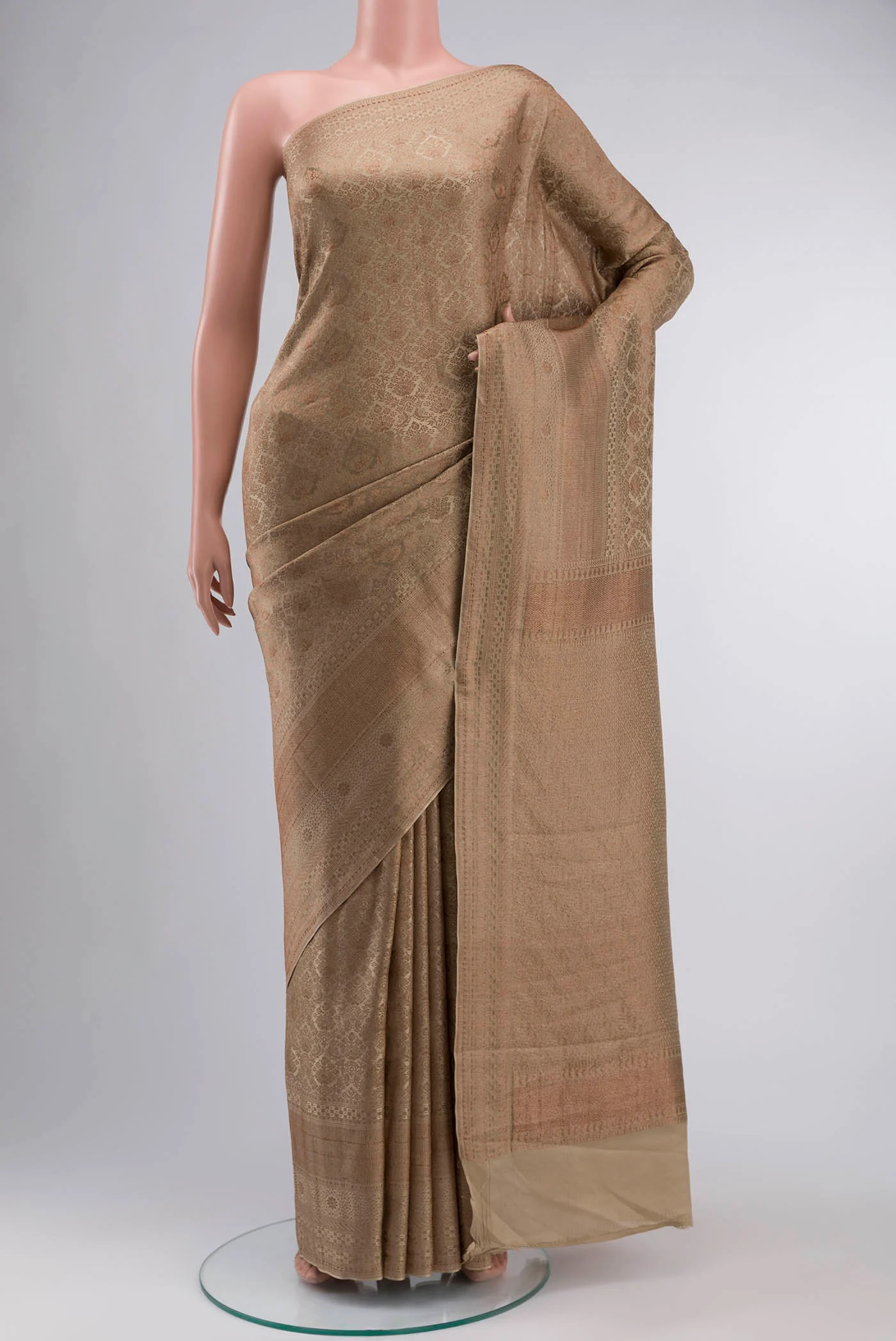 Beige Mysore Crepe Saree