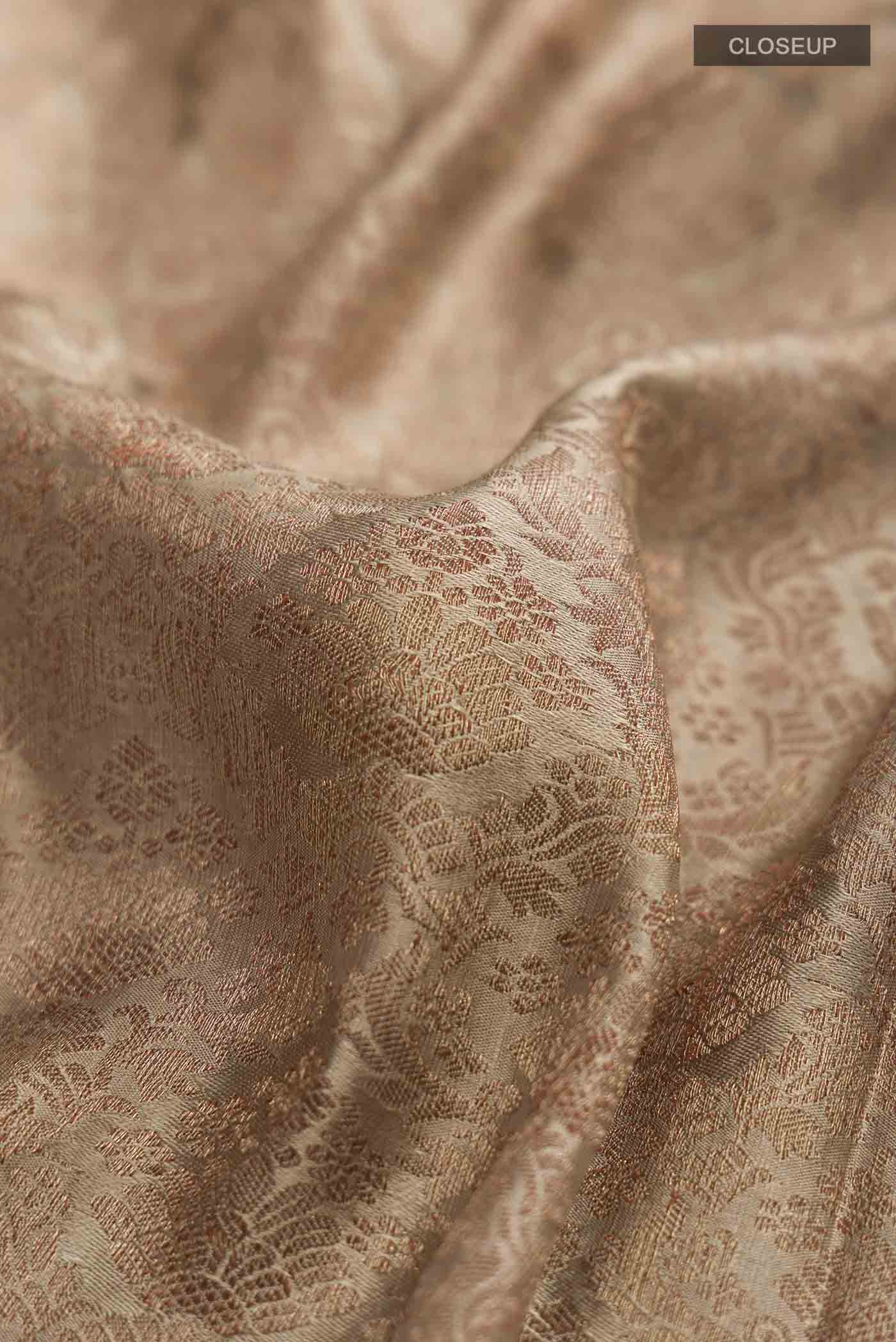 Beige Mysore Crepe Saree - Image 2