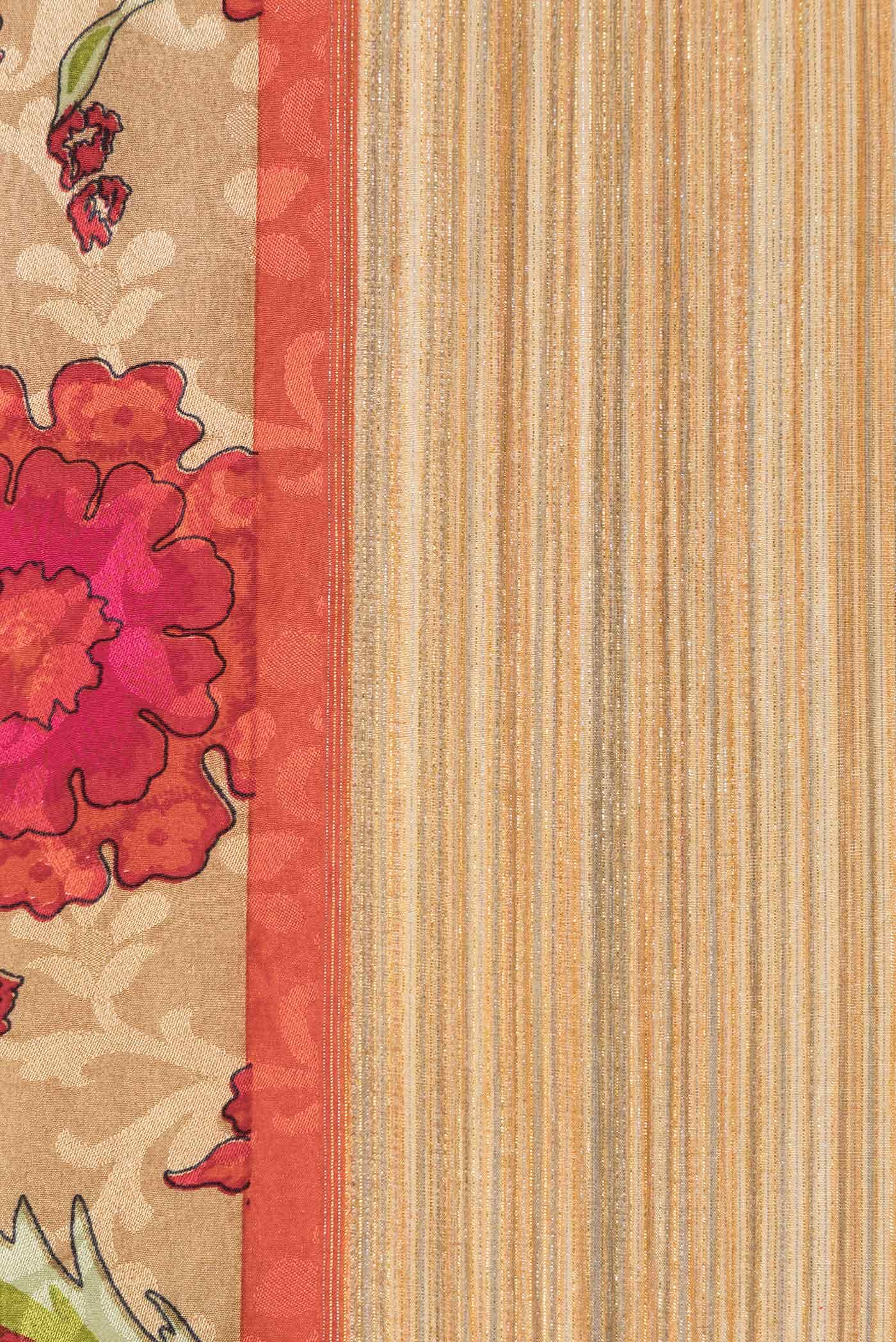 Beige Mysore Crepe Saree - Image 3