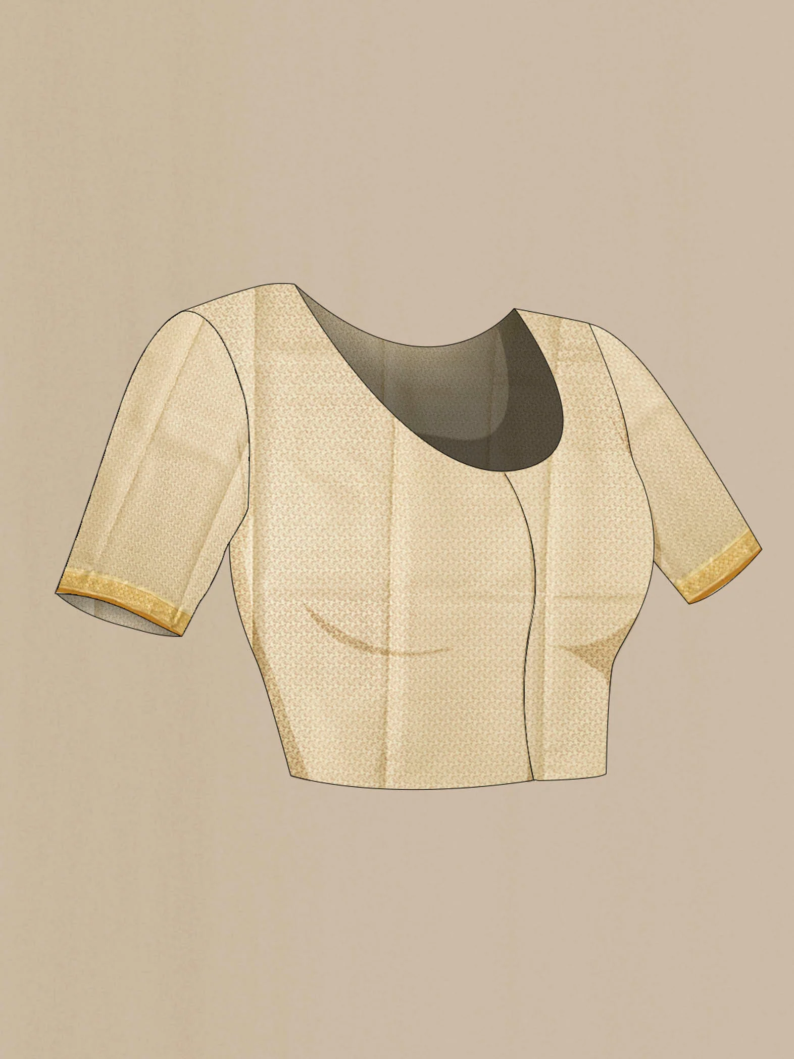 Beige Printed Silk Saree - Image 4