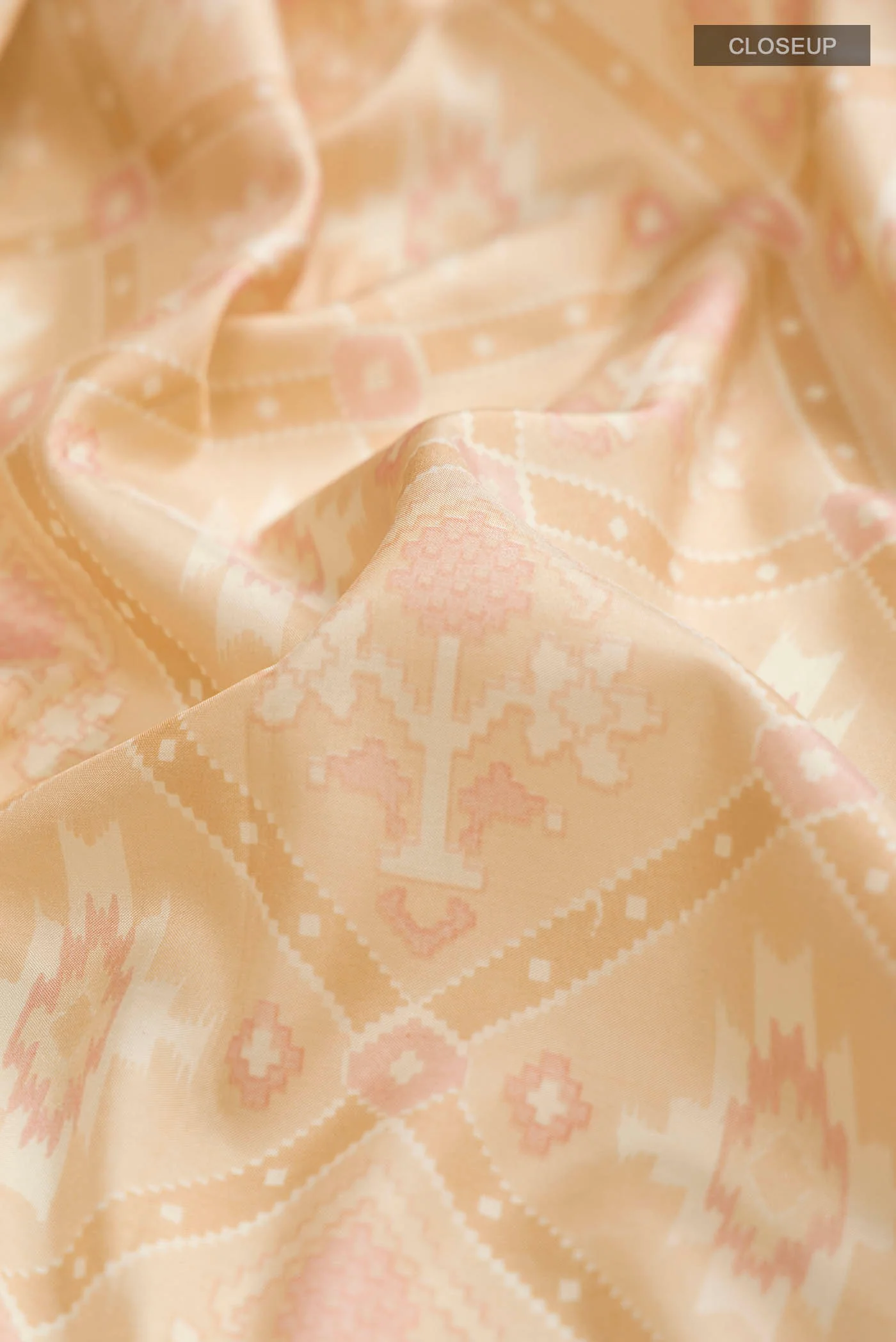 Beige Printed Silk Saree - Image 2