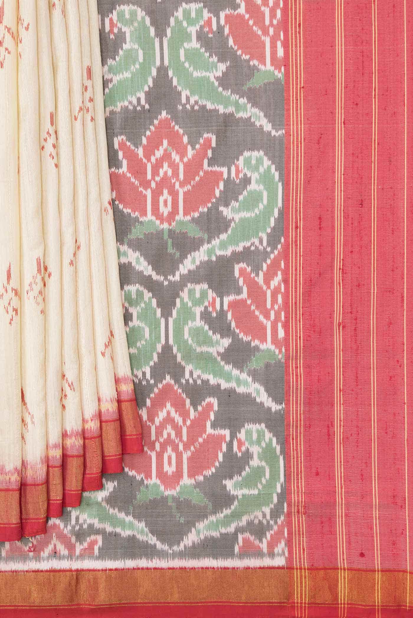 Beige Rajkot Patola Silk Saree - Image 2