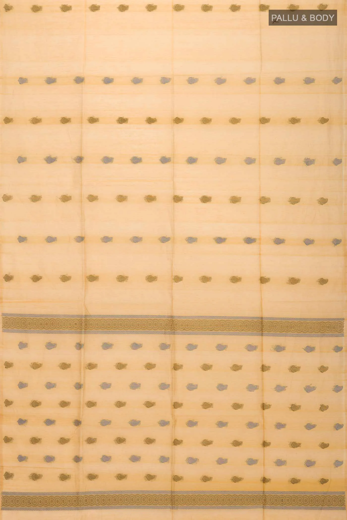 Beige Silk Cotton Saree - Image 3