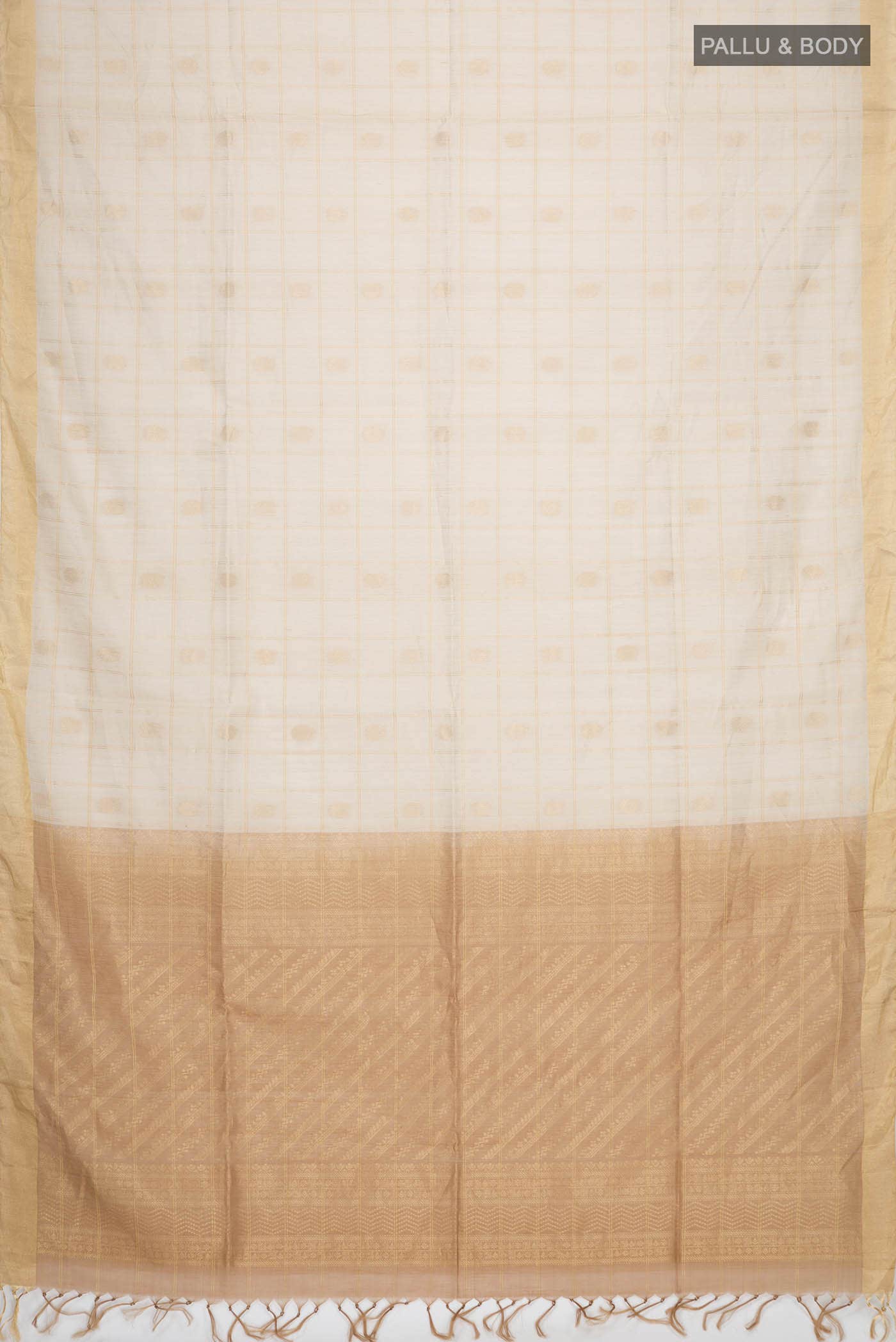 Beige Silk Cotton Saree - Image 2