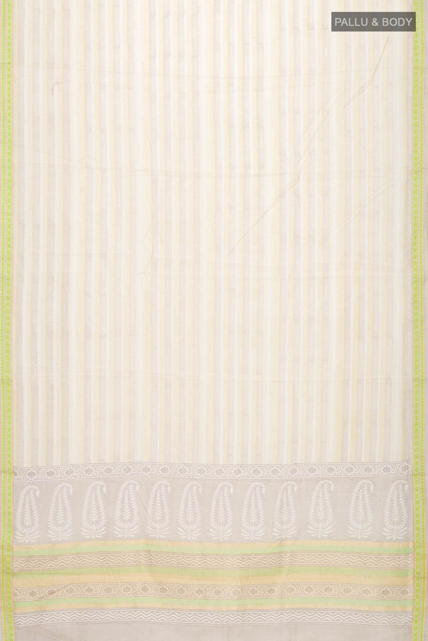 Beige Silk Cotton Saree - Image 3