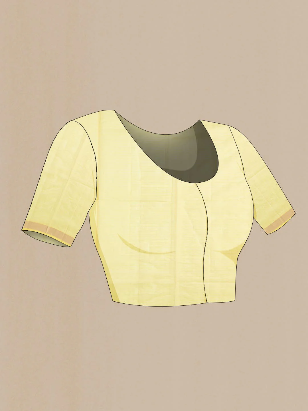 Beige Silk Cotton Saree - Image 5