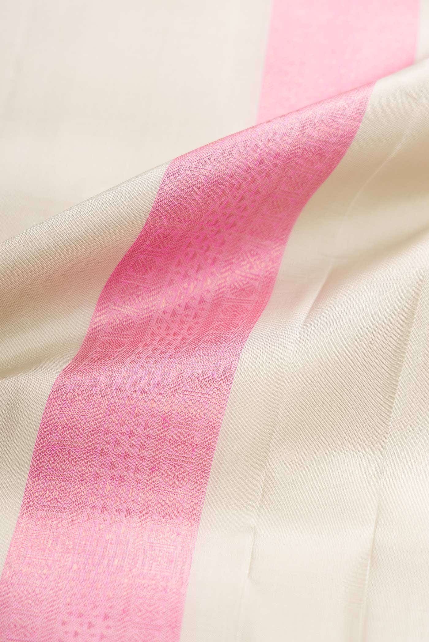 Beige Silk Dhoti With Angavastram (9X 5) Muzham - Image 2