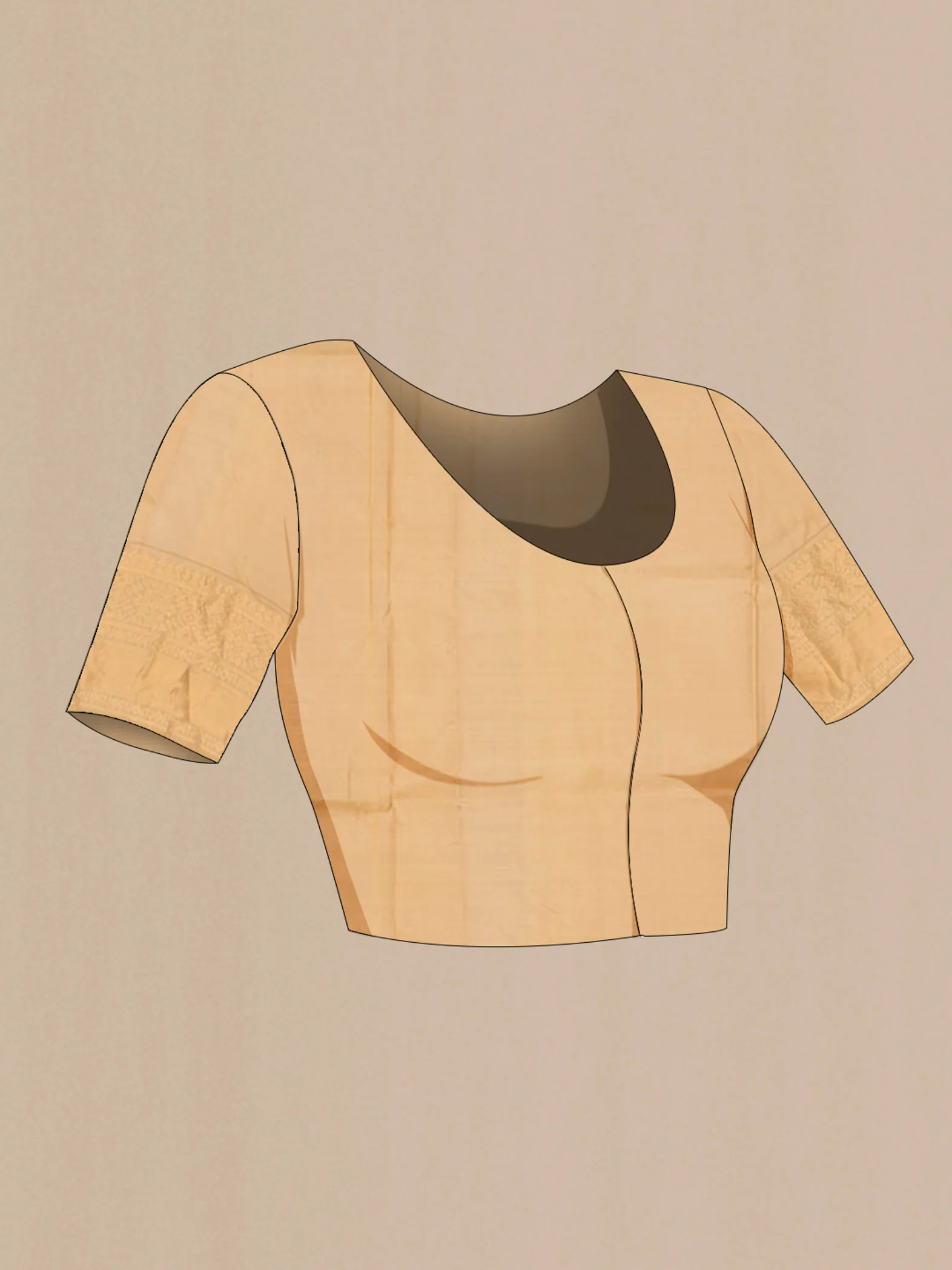 Beige Soft Silk Saree - Image 5