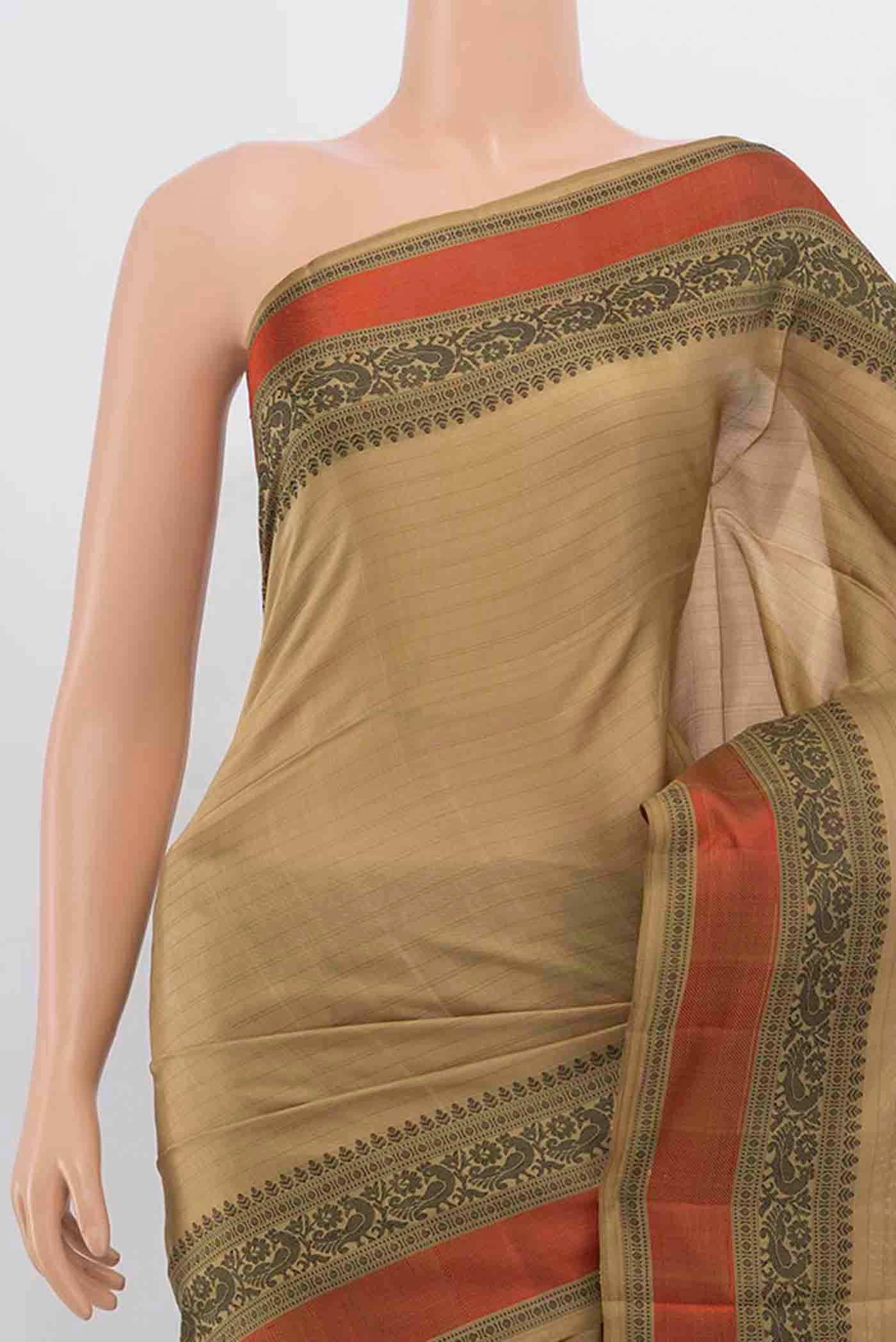 Beige Soft Silk Saree - Image 2