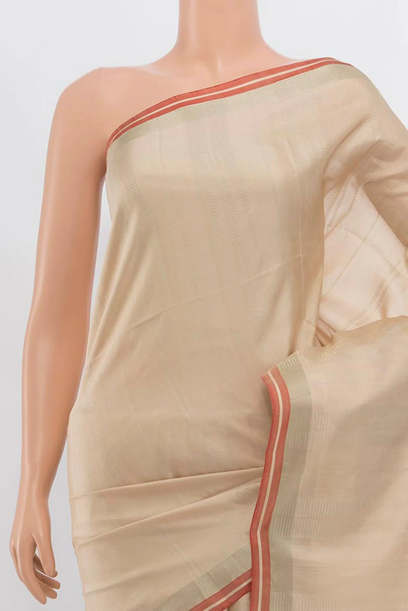 Beige Soft Silk Saree - Image 2
