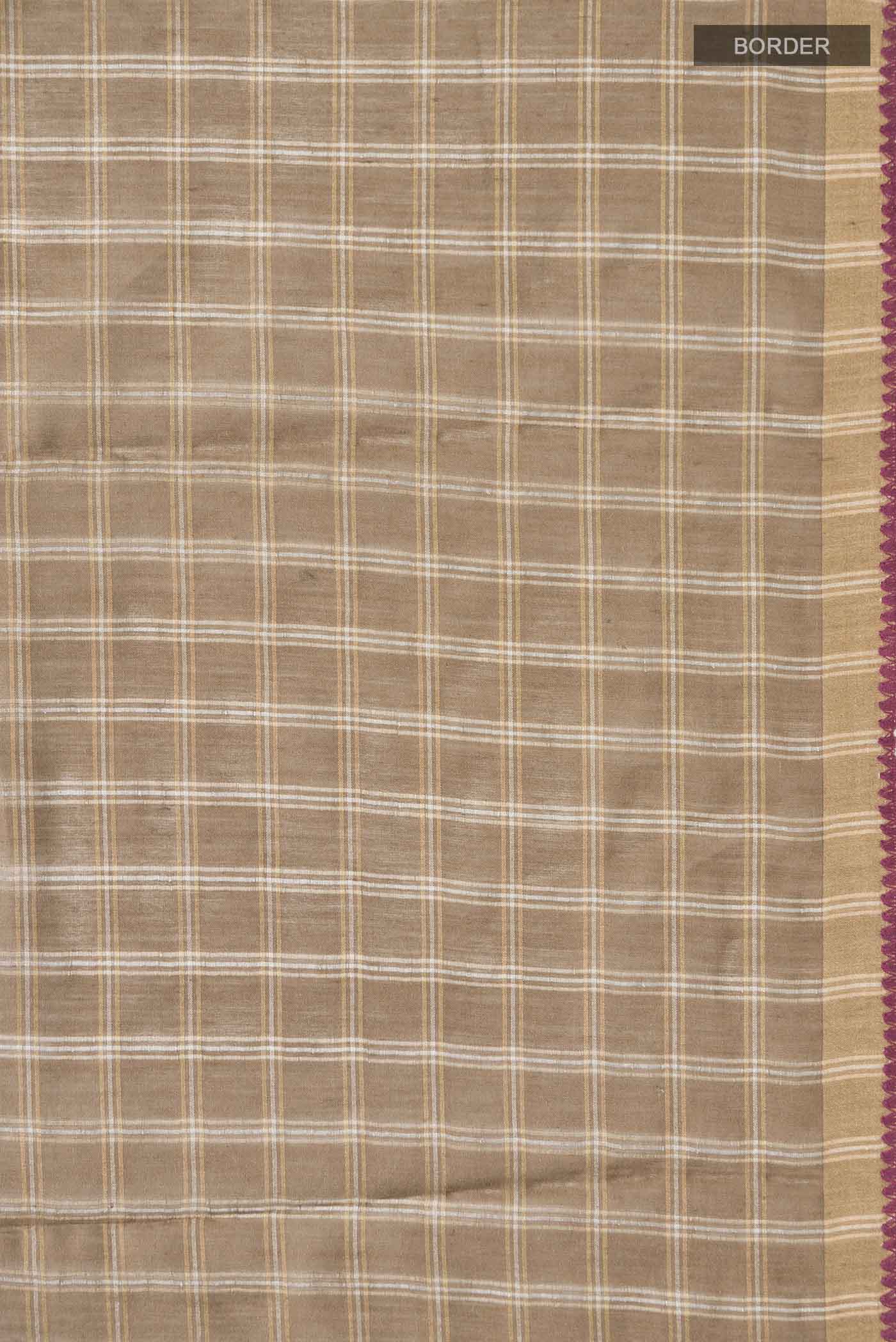 Beige Tussar Silk Saree - Image 3