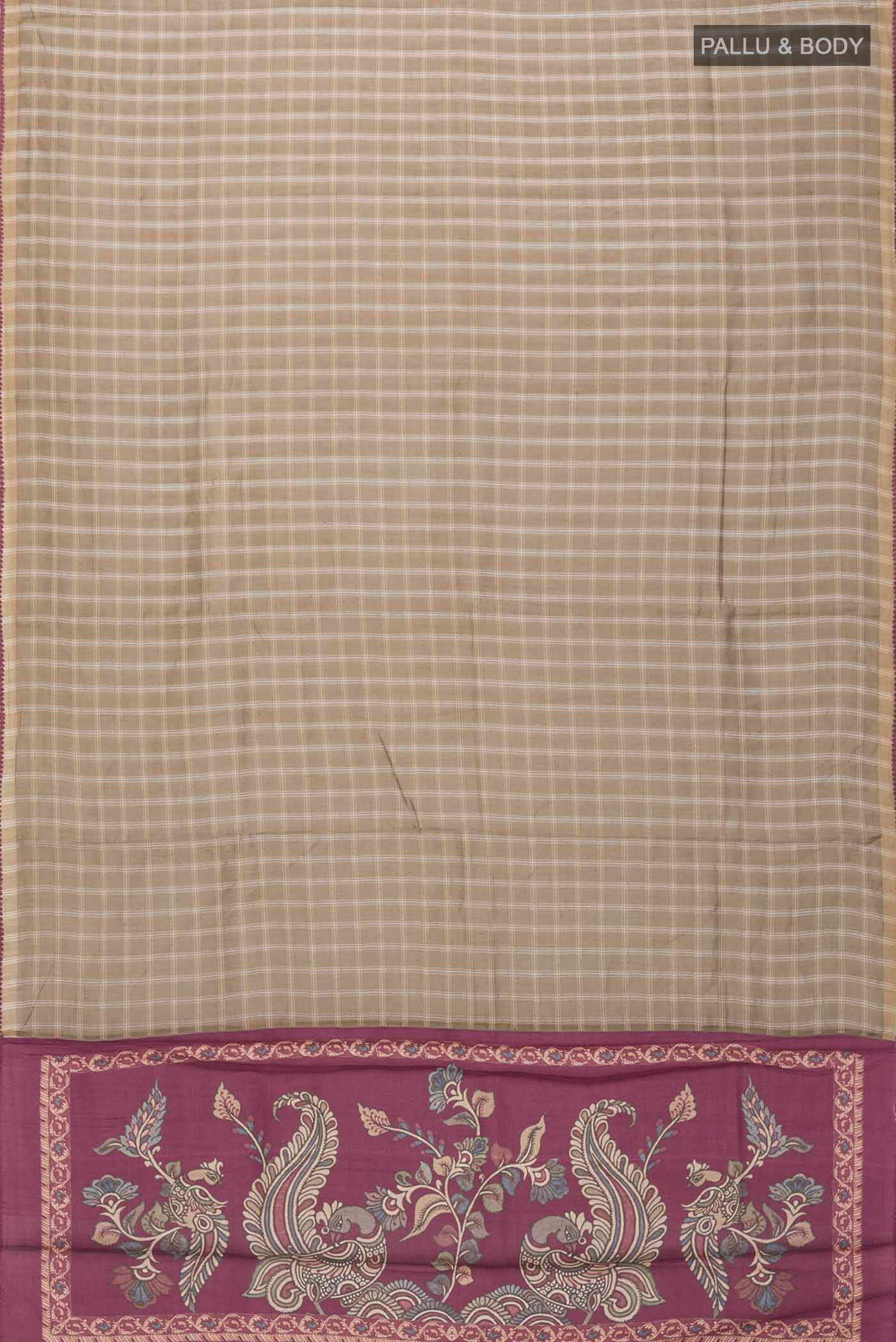 Beige Tussar Silk Saree - Image 5