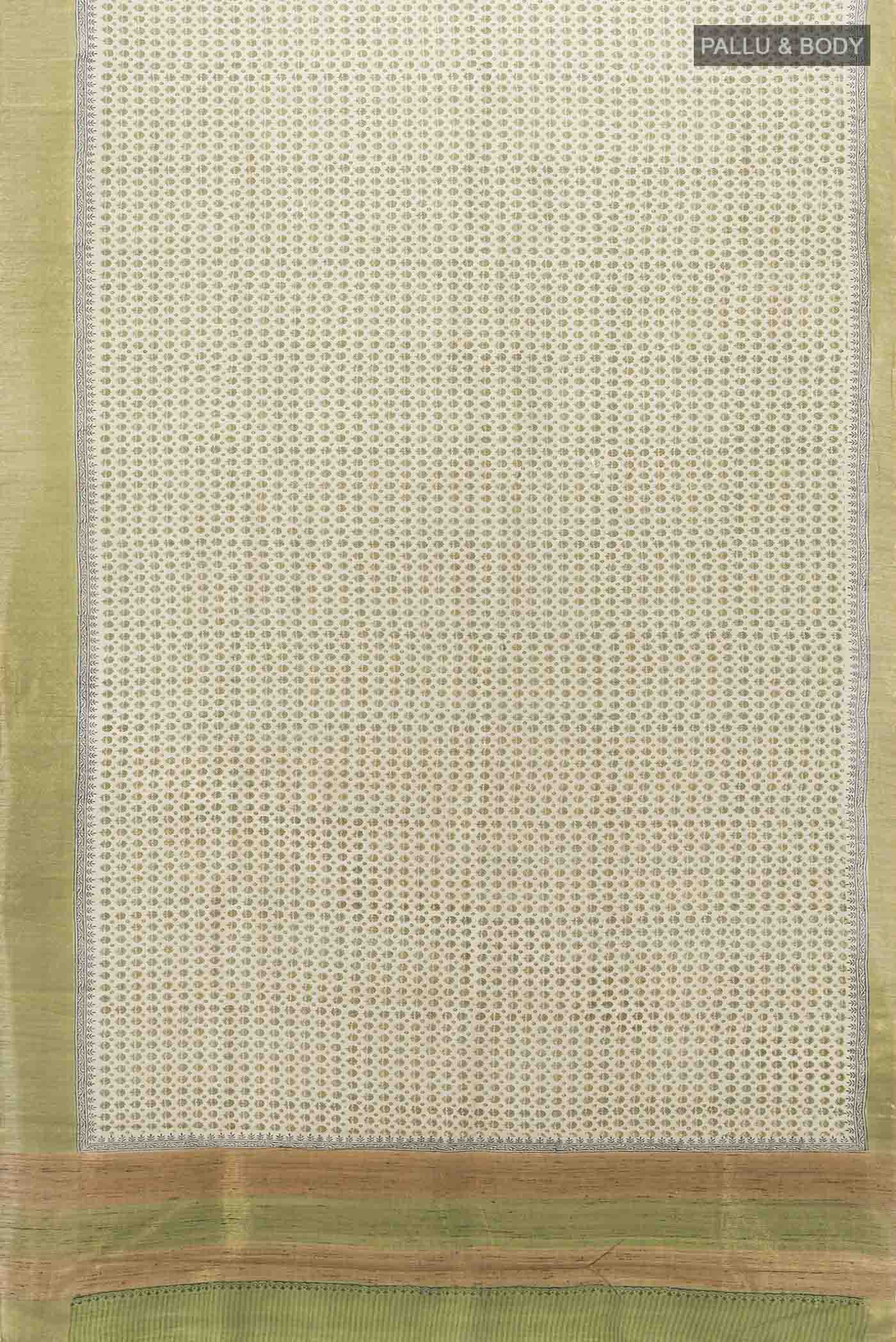 Beige Tussar Silk Saree - Image 5