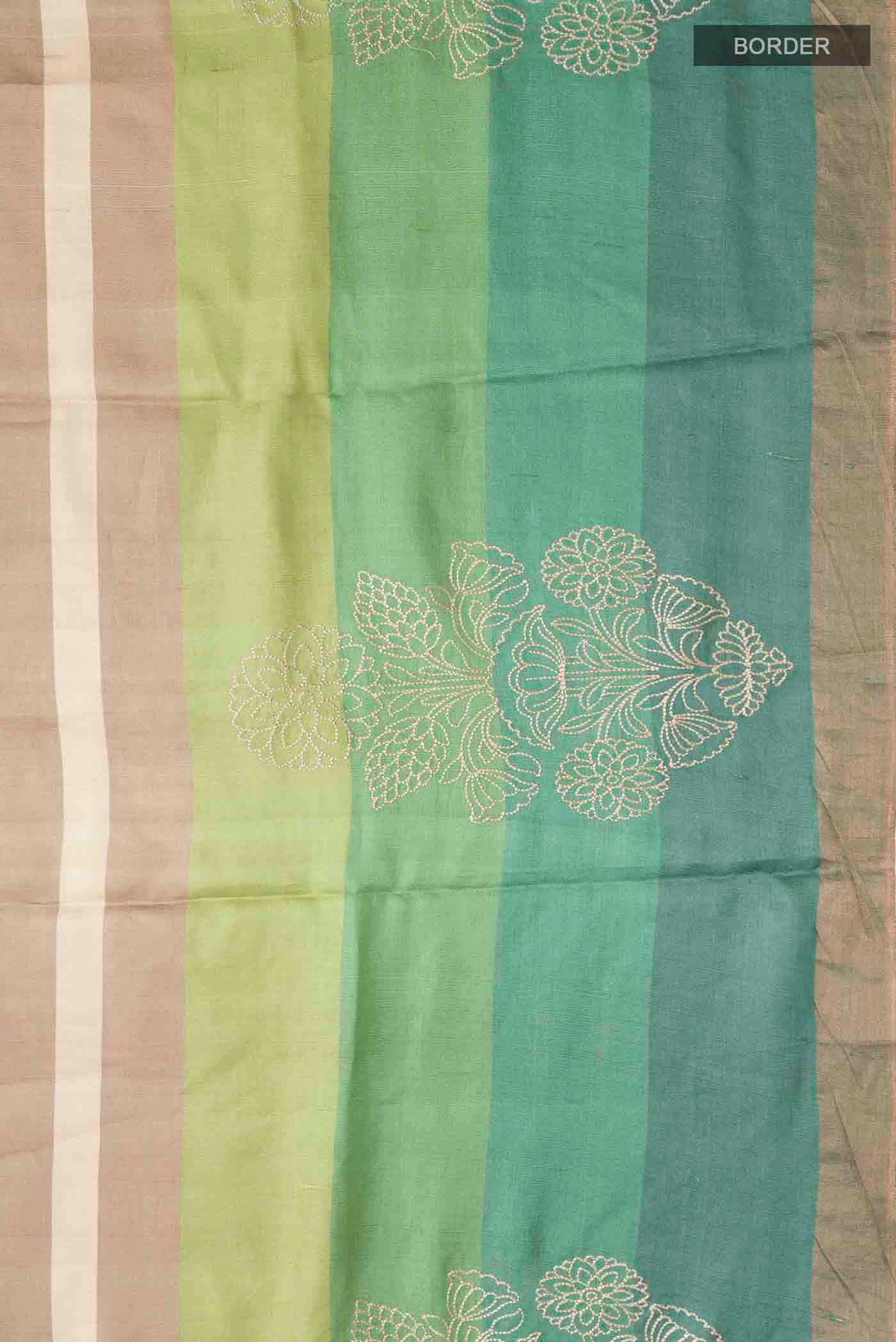 Beige Tussar Silk Saree - Image 3