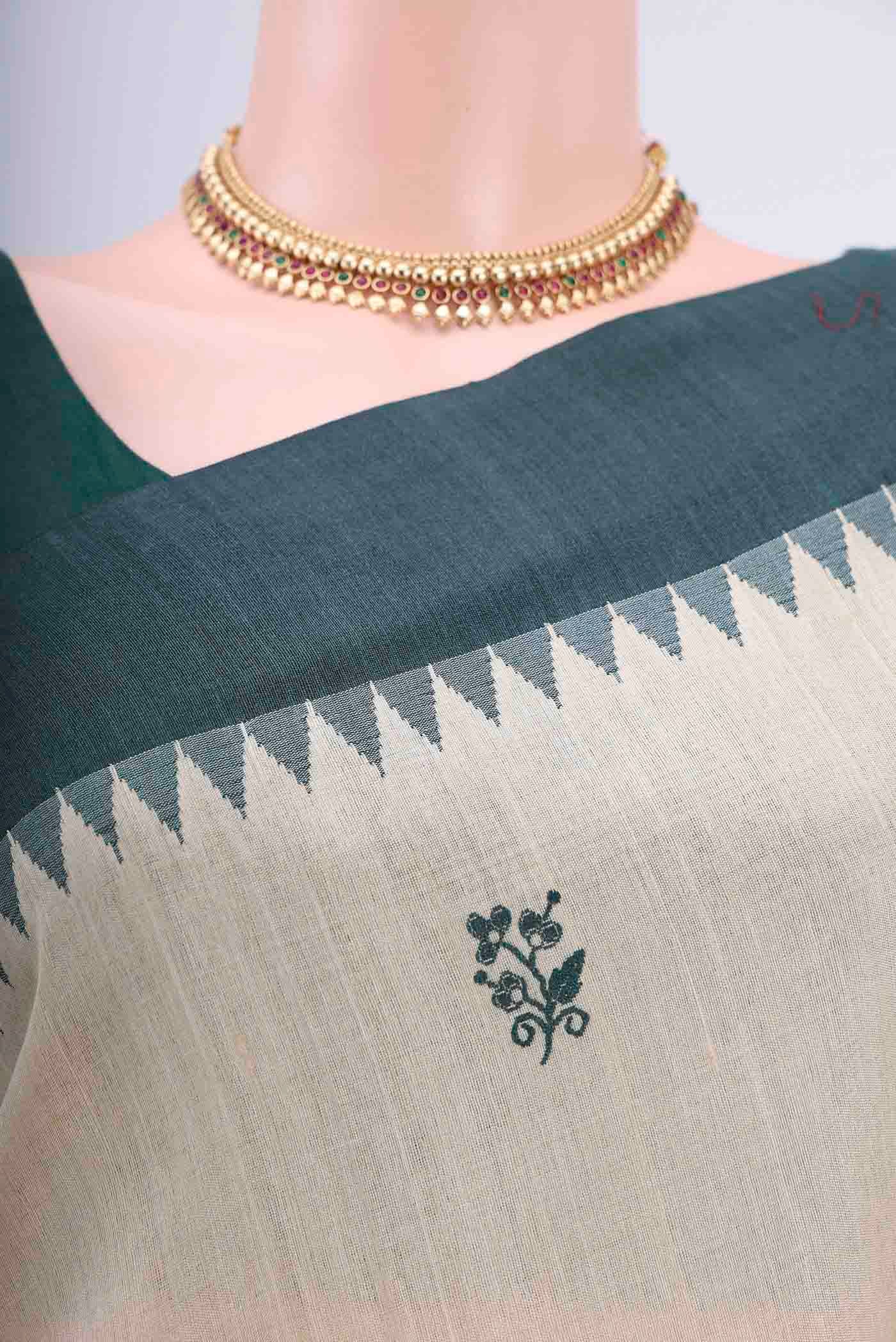 Beige Tussar Silk Saree - Image 2