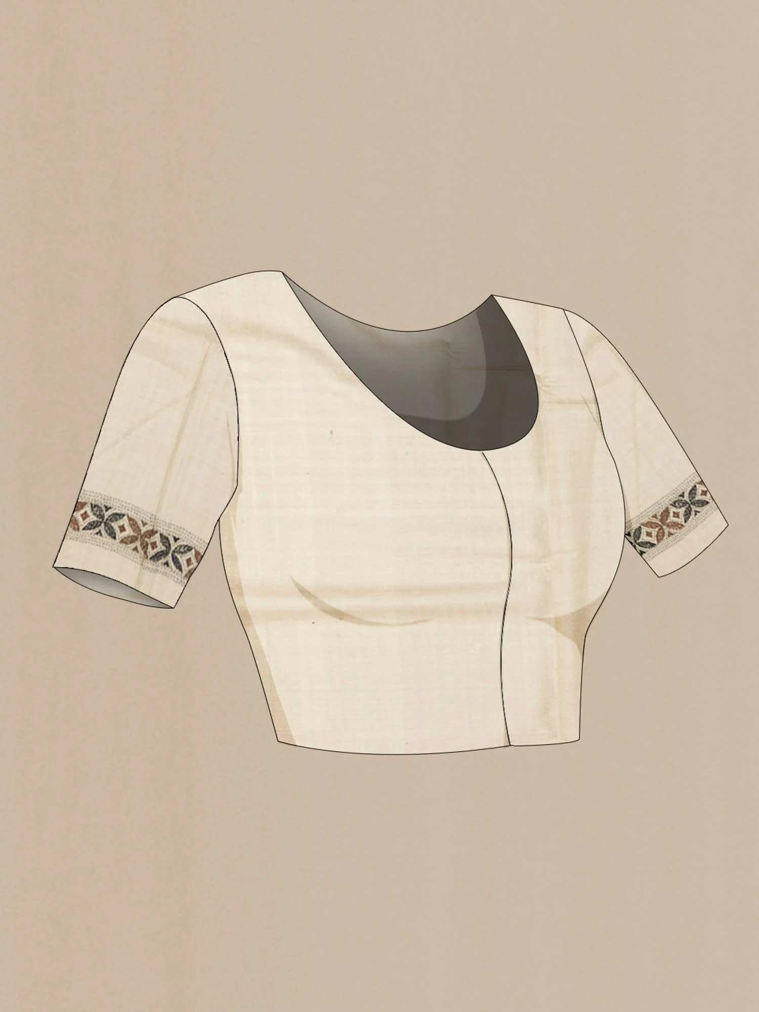 Beige Tussar Silk Saree - Image 6
