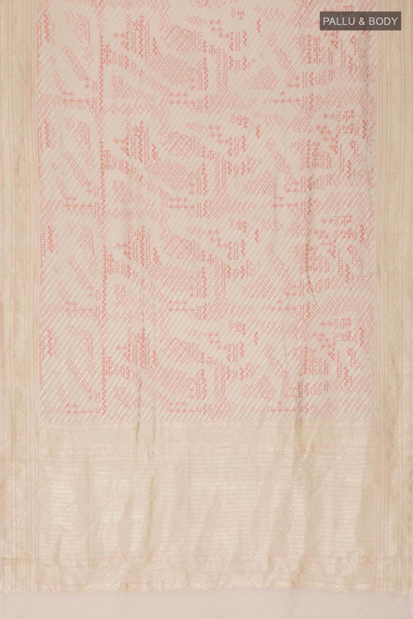 Beige Tussar Silk Saree - Image 4