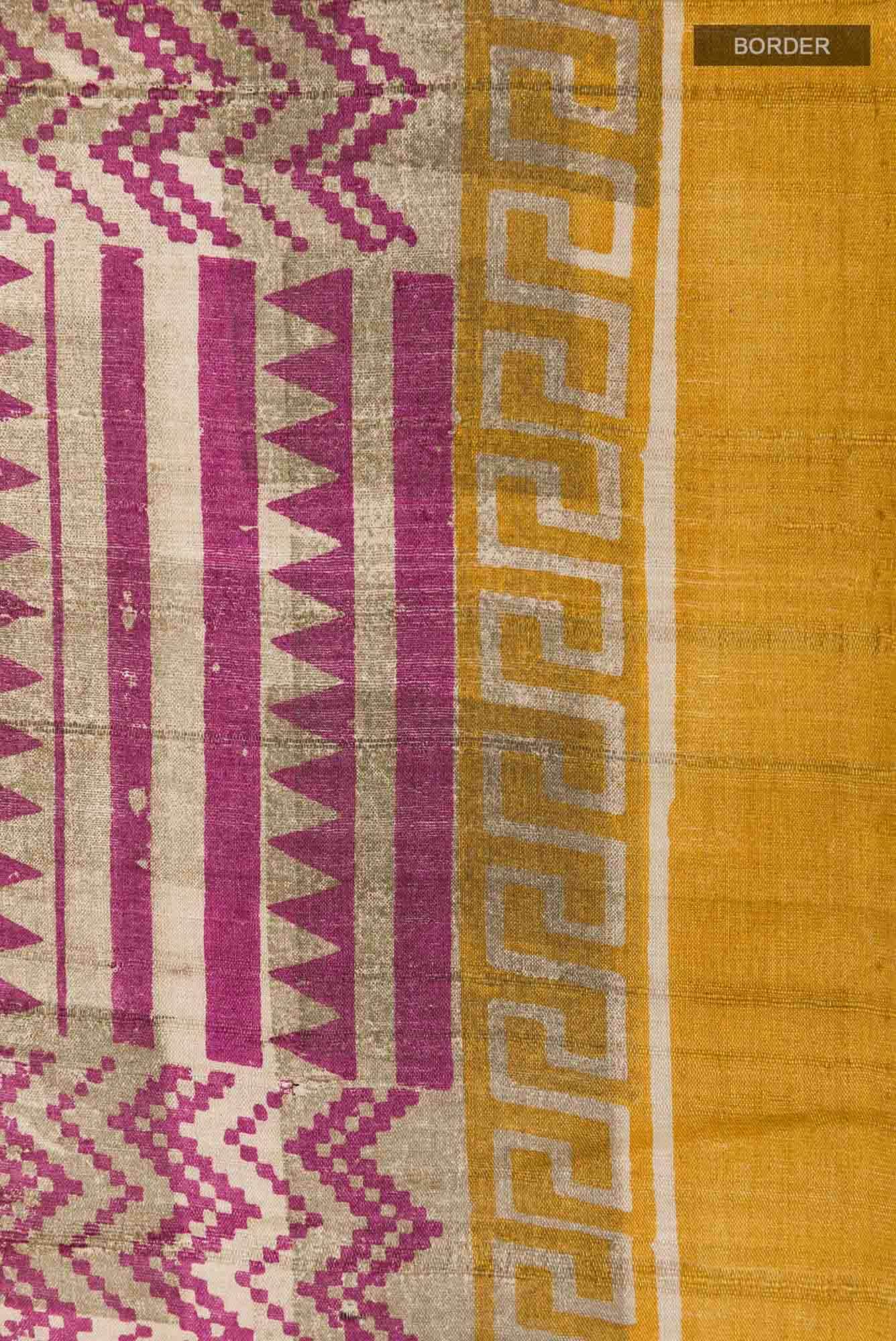 Beige Tussar Silk Saree - Image 4