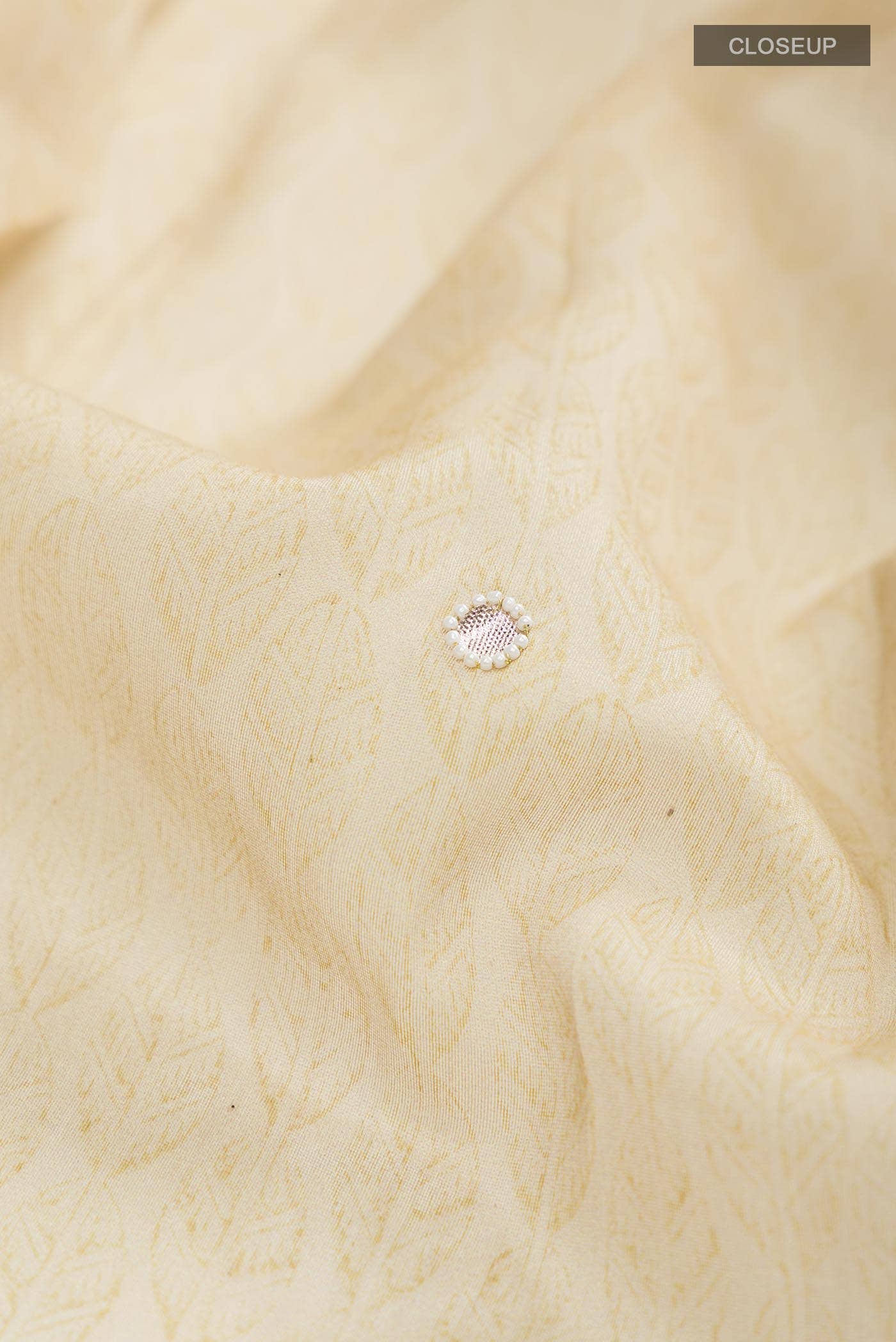 Beige Tussar Silk Saree - Image 2