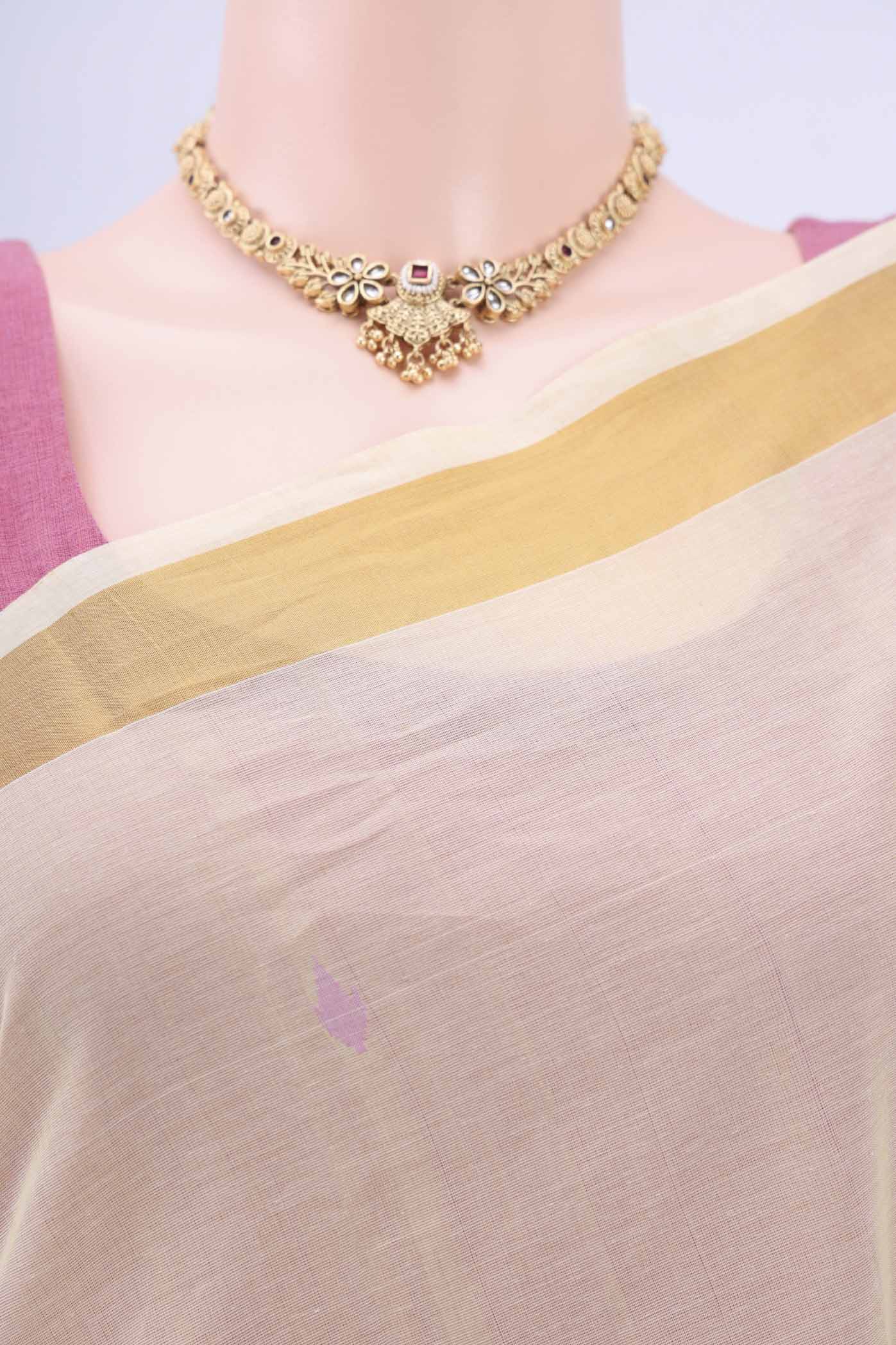 Beige Uppada Cotton Saree - Image 2