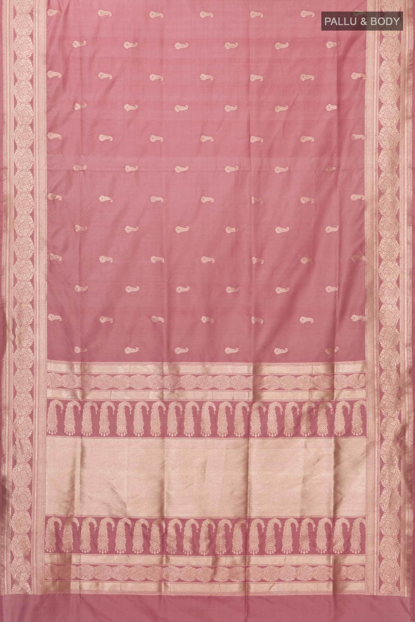 Bhagyavati-Peach Banarasi Silk Saree - Image 4