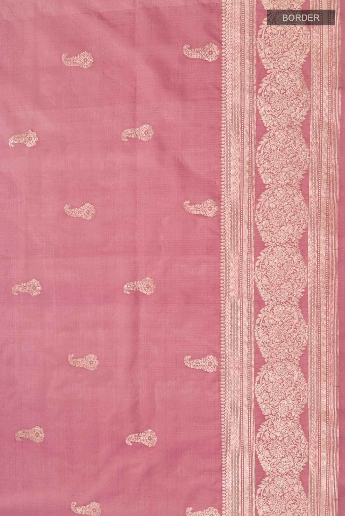 Bhagyavati-Peach Banarasi Silk Saree - Image 5