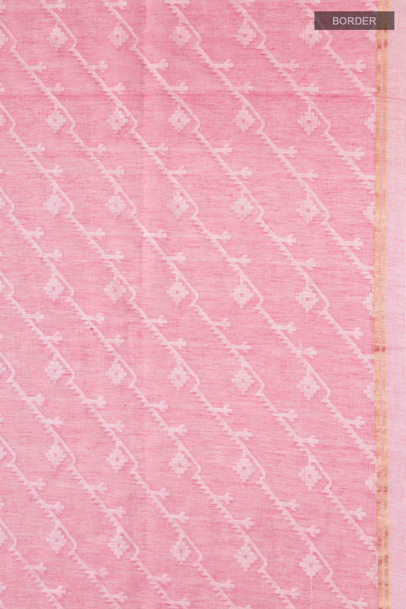 Bimala-Peach Bengal Cotton Saree - Image 5