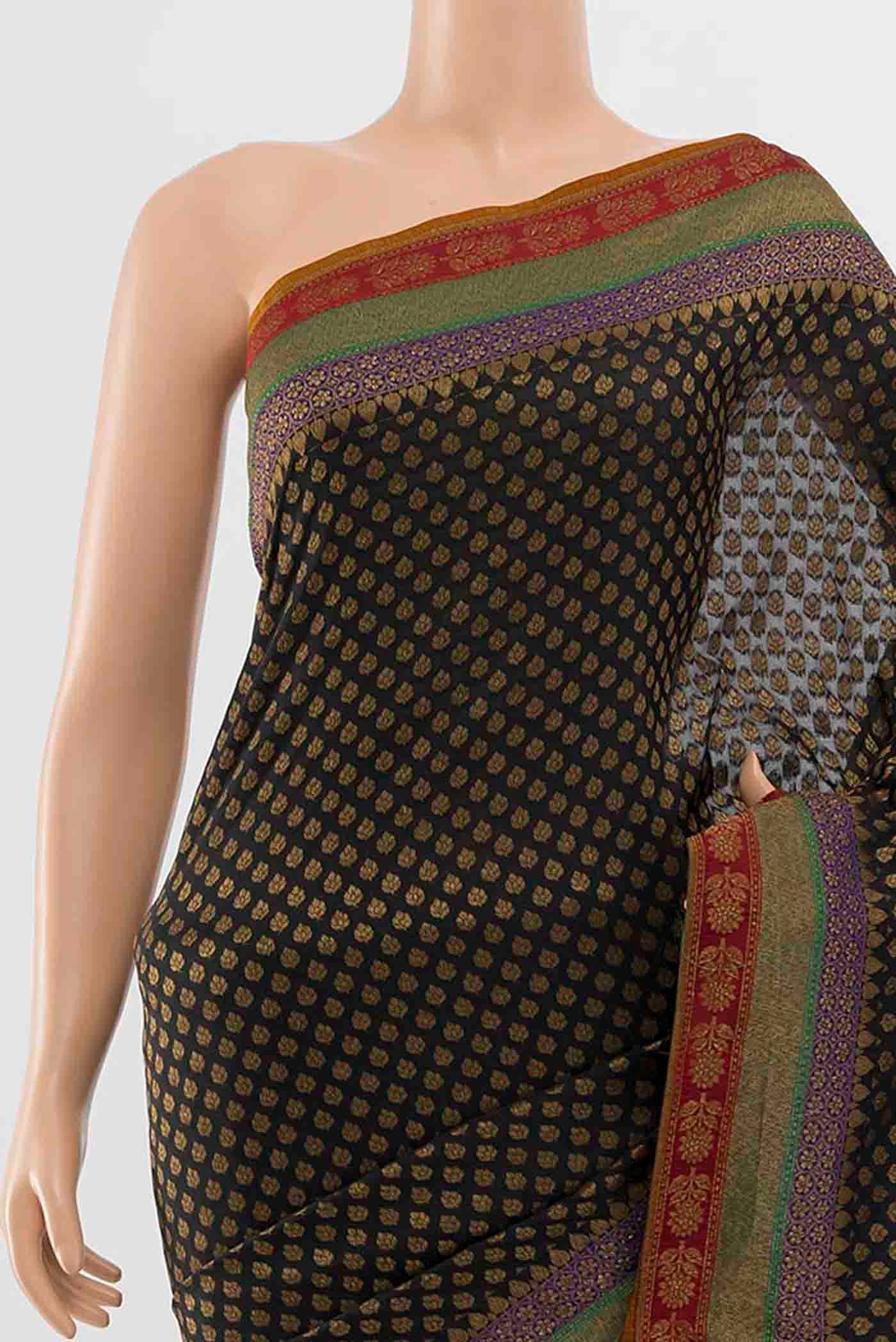 Black Banarasi Georgette Saree - Image 2