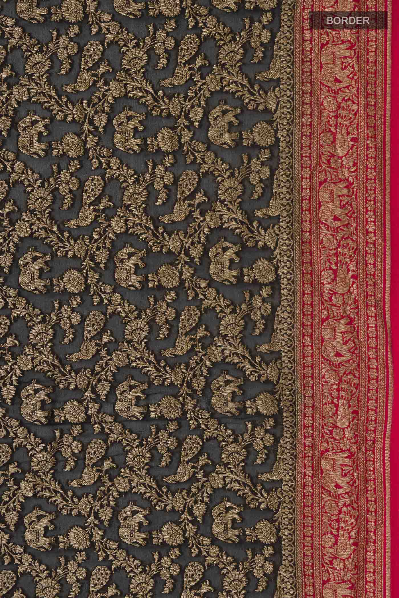 Black Banarasi Georgette Saree - Image 3
