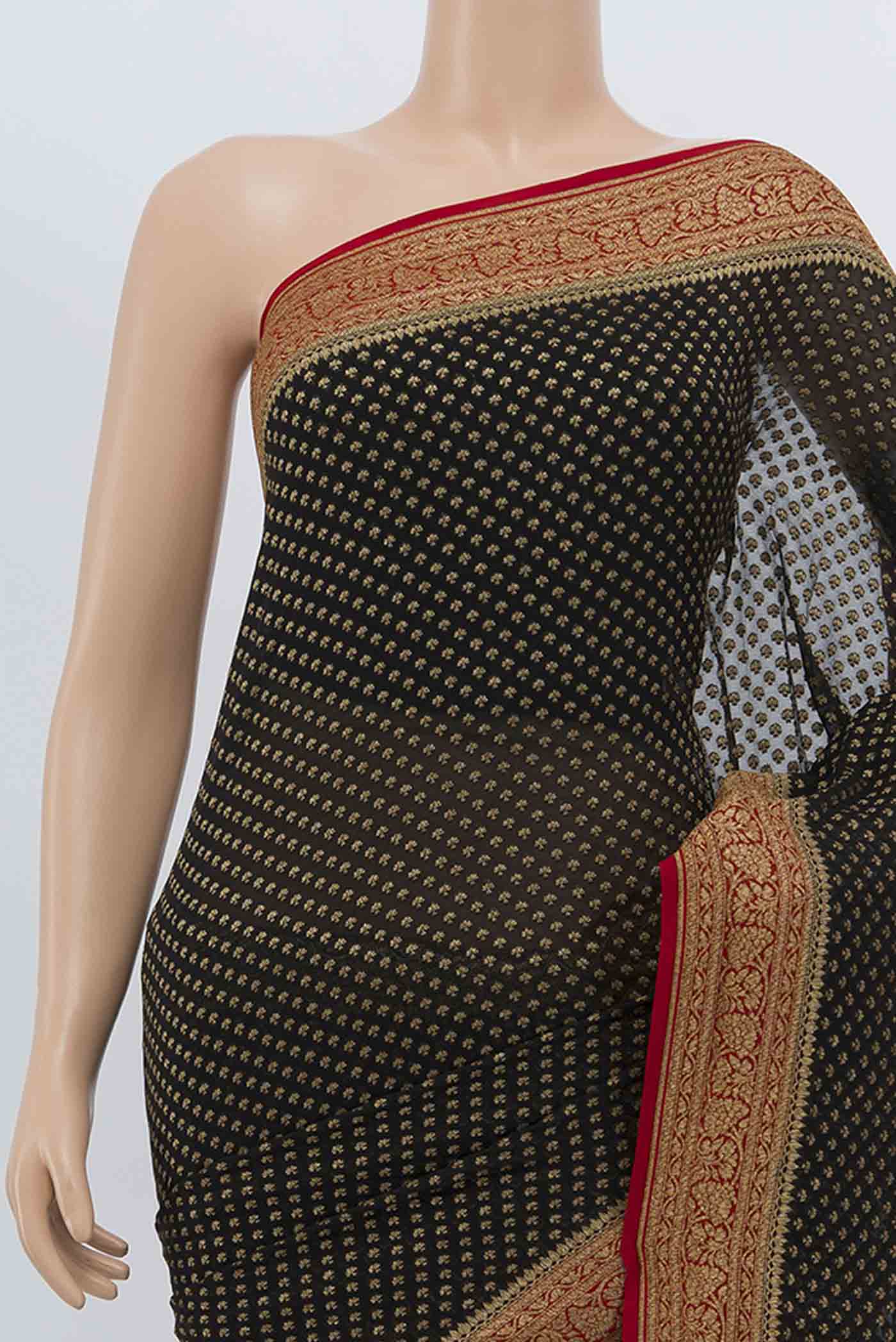 Black Banarasi Georgette Saree - Image 2