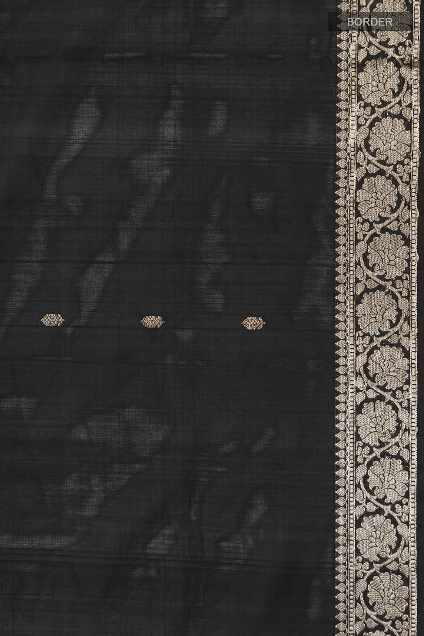 Black Banarasi Katan Silk Saree - Image 3