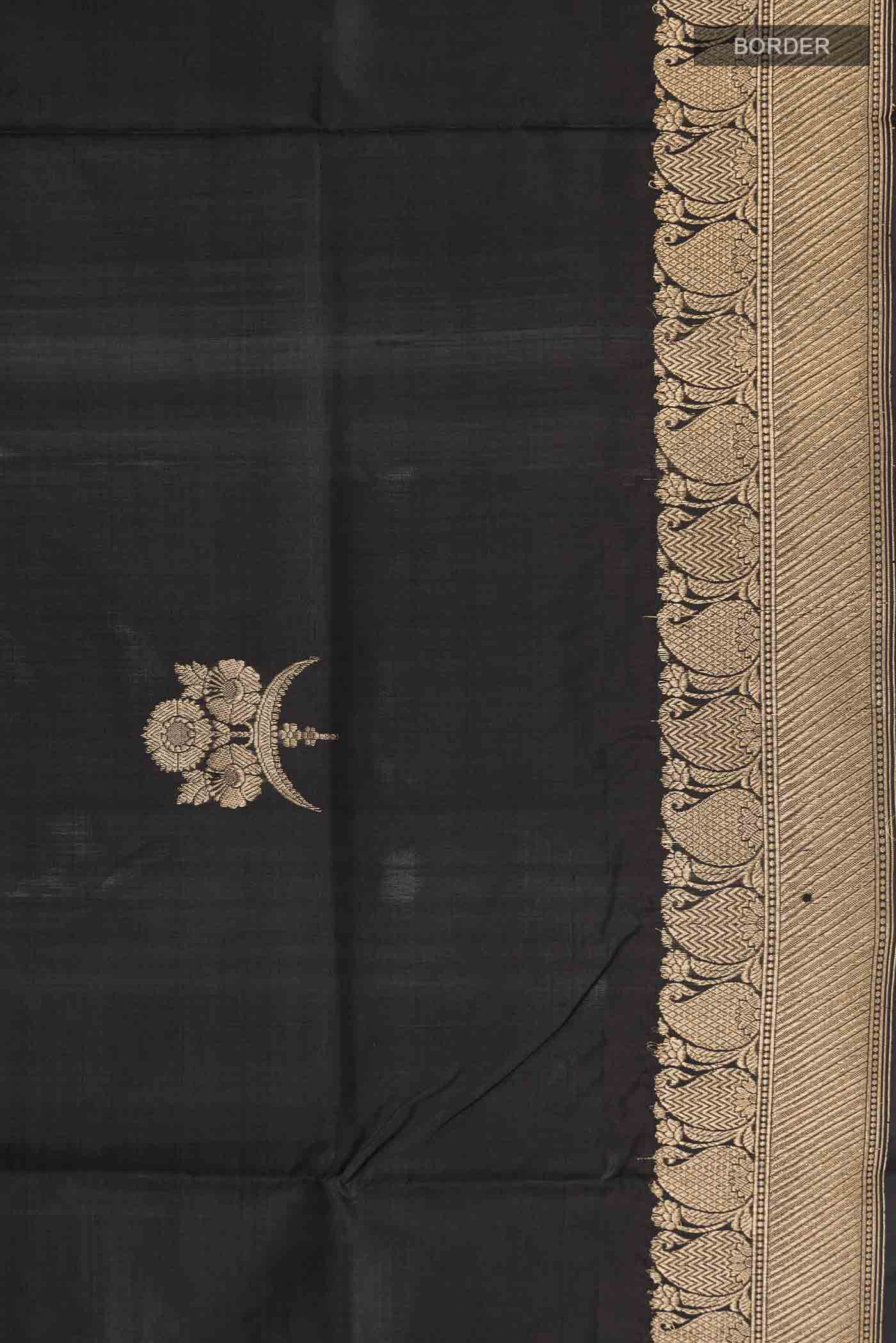 Black Banarasi Katan Silk Saree - Image 3
