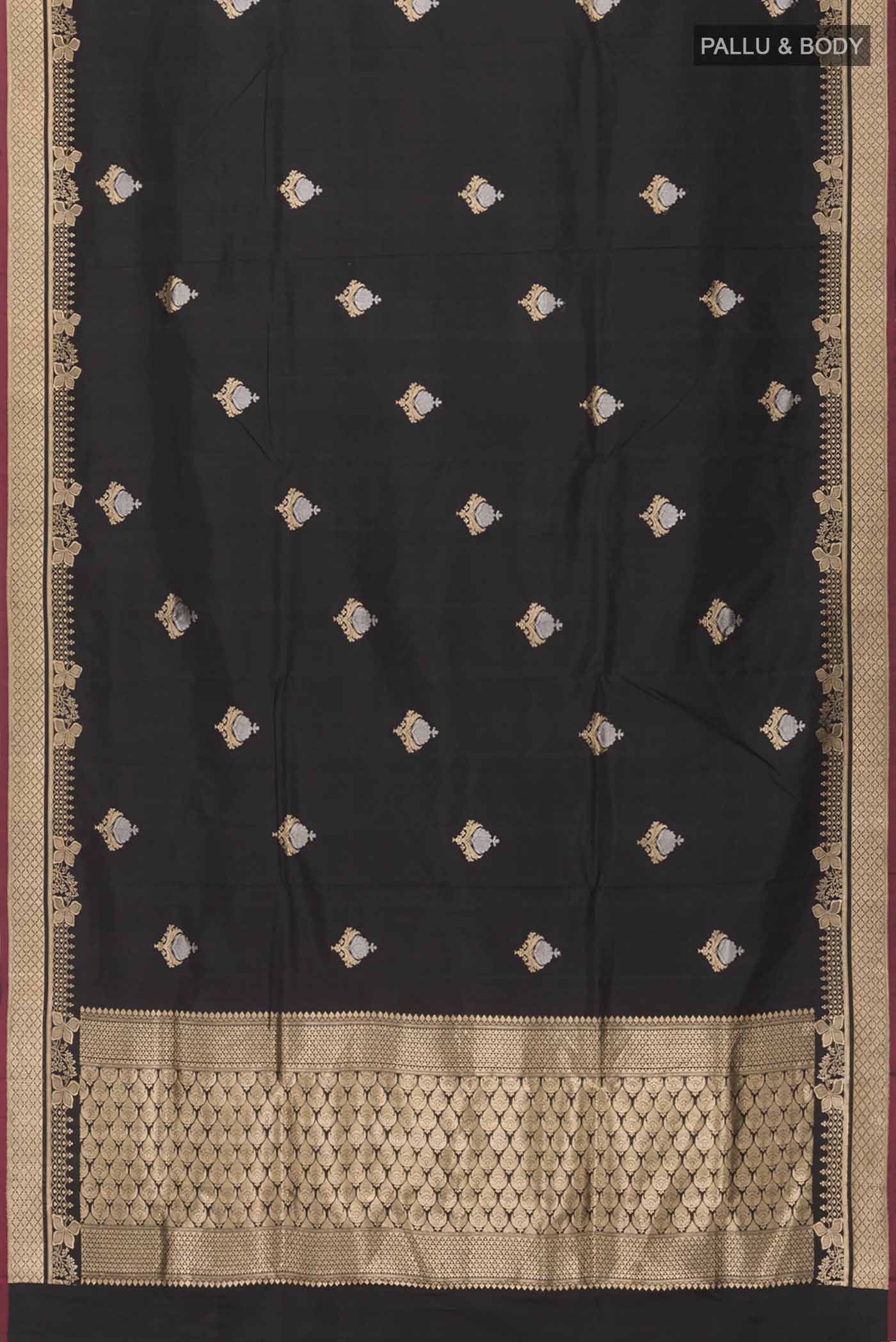 Black Banarasi Katan Silk Saree - Image 6