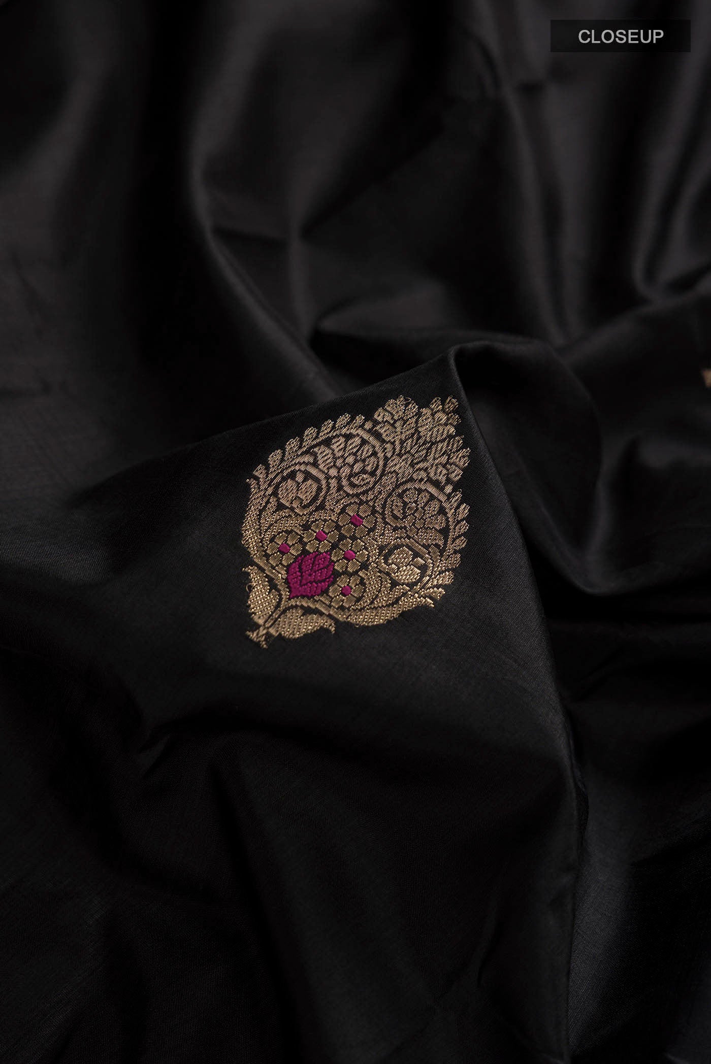 Black Banarasi Katan Silk Saree - Image 2