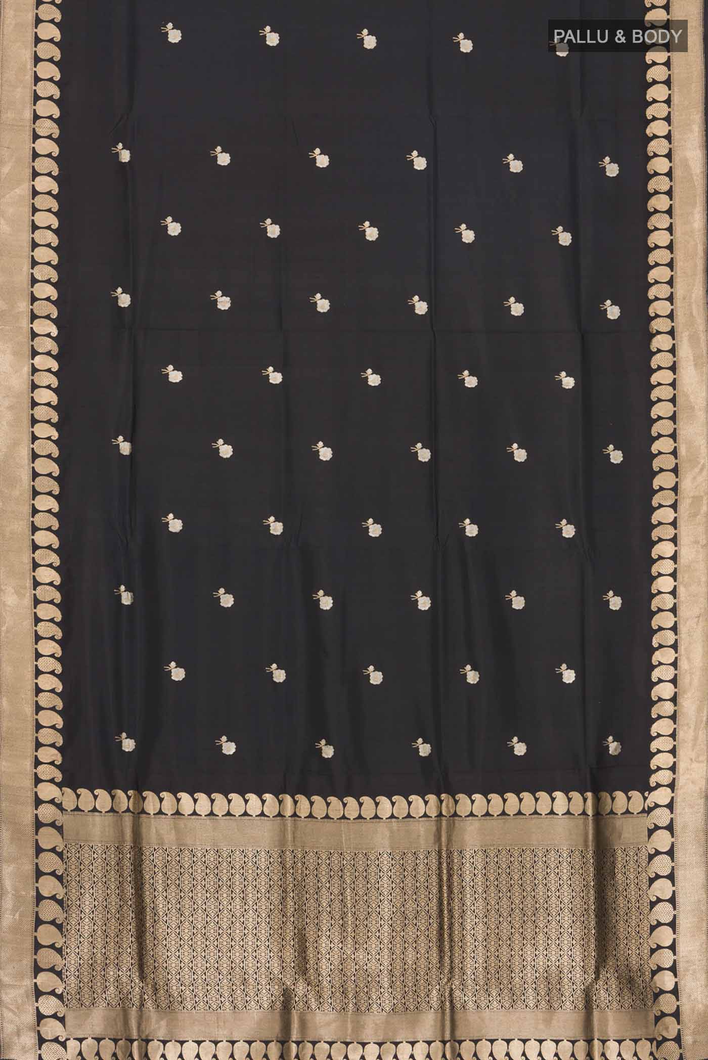 Black Banarasi Katan Silk Saree - Image 6