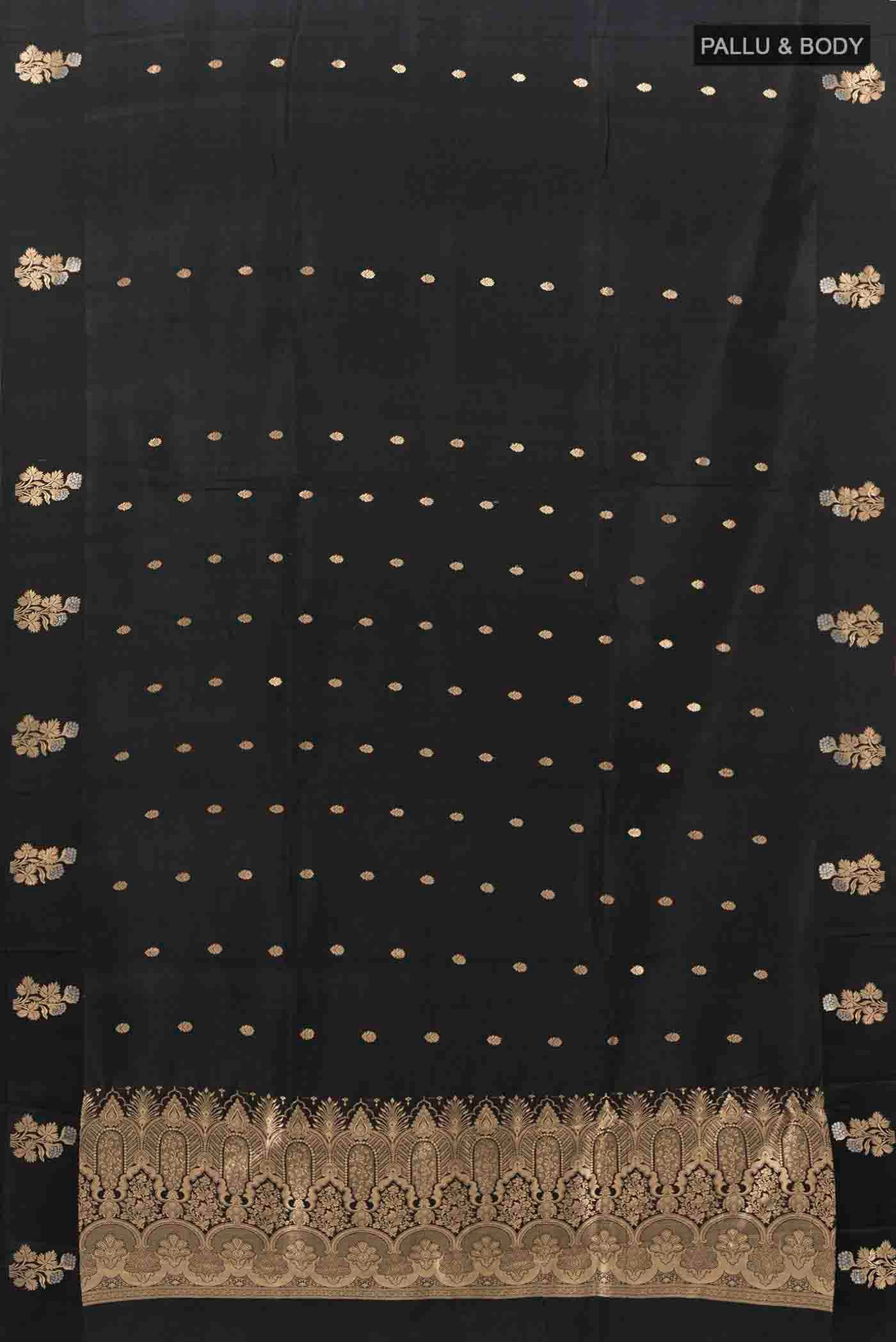 Black Banarasi Katan Silk Saree - Image 5