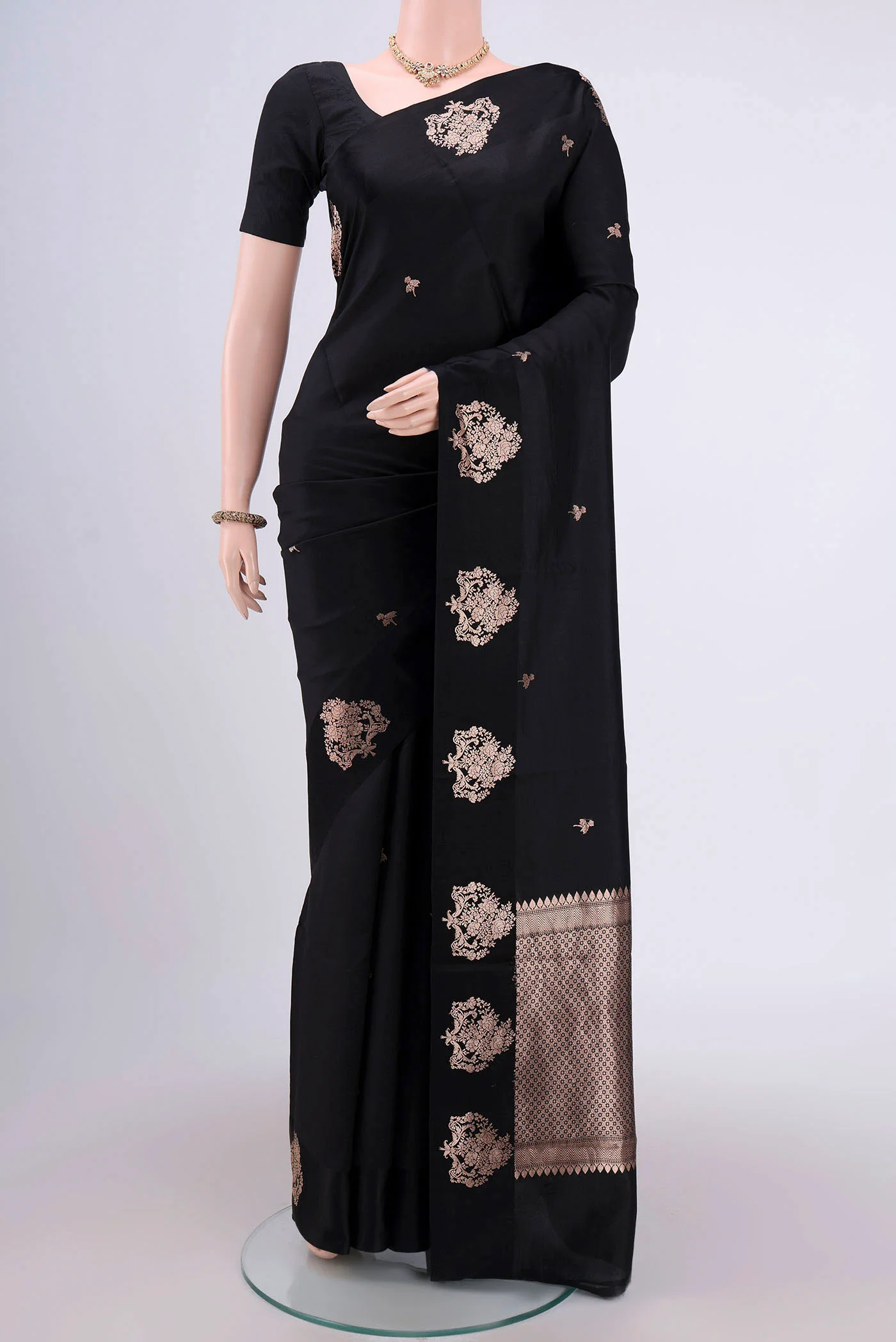 Black Banarasi Katan Silk Saree