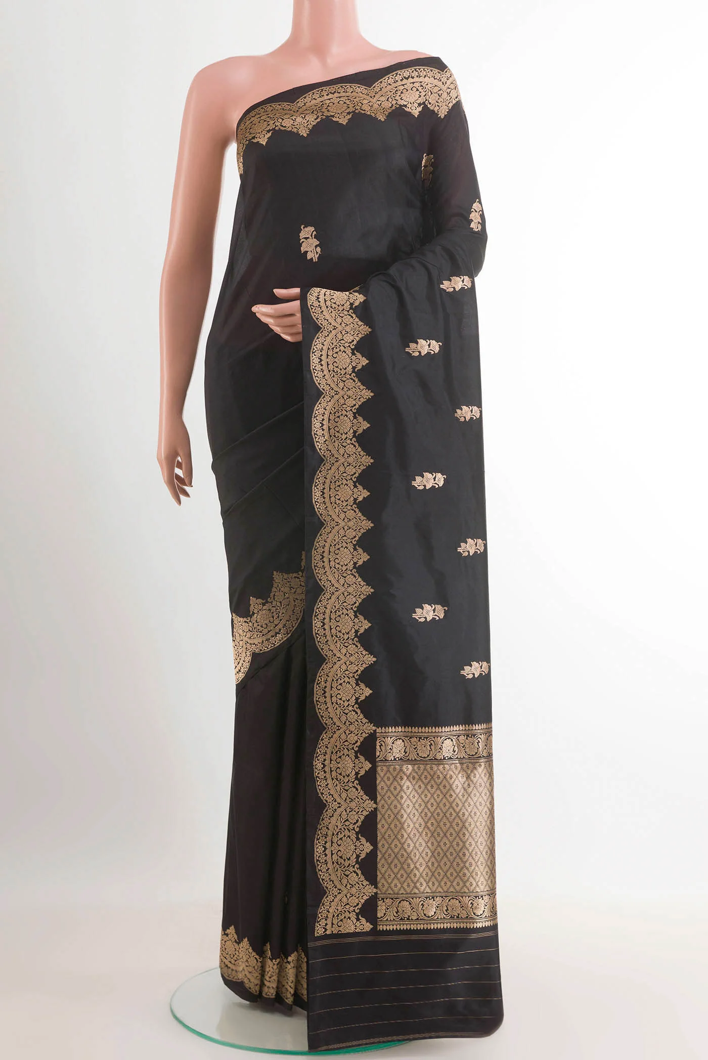 Black Banarasi Katan Silk Saree