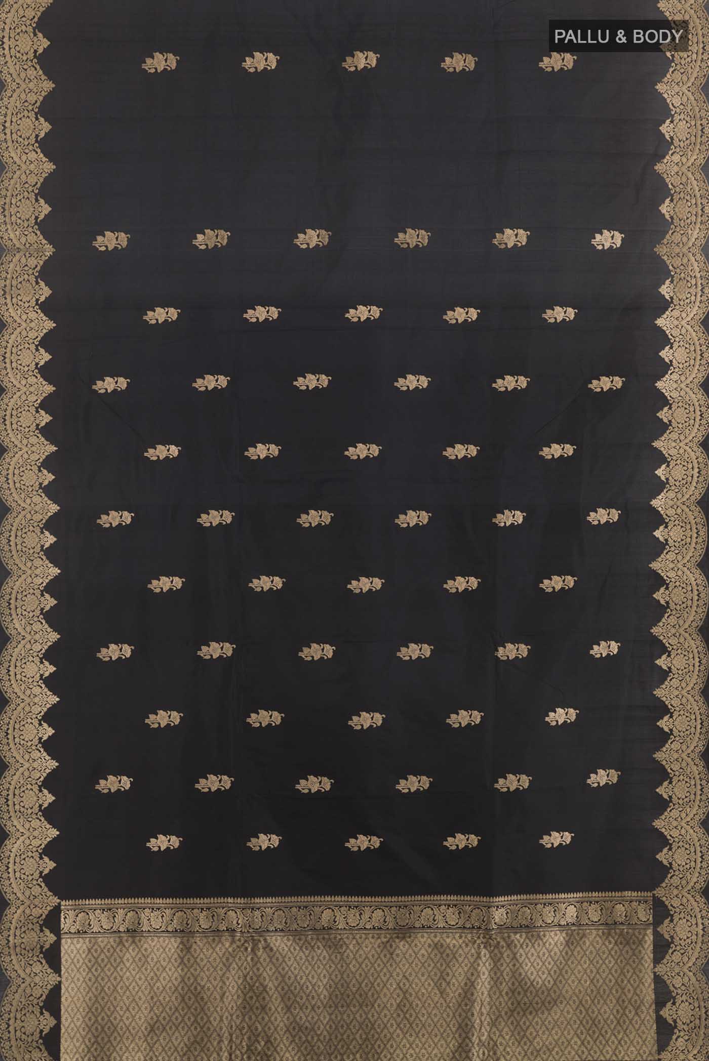 Black Banarasi Katan Silk Saree - Image 3
