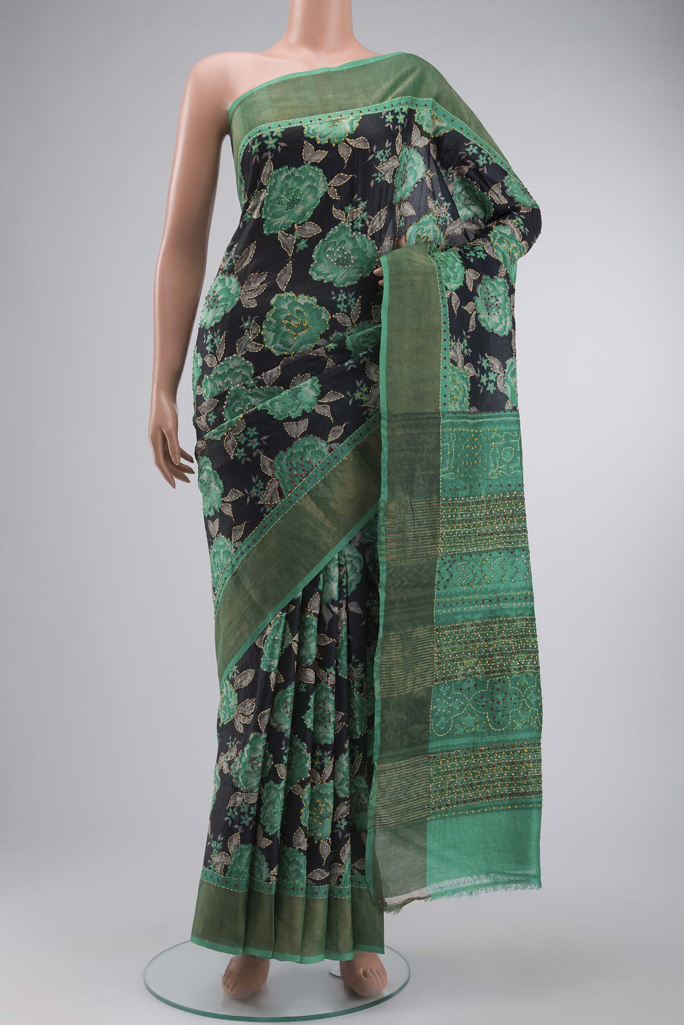 Black Tussar Silk Saree
