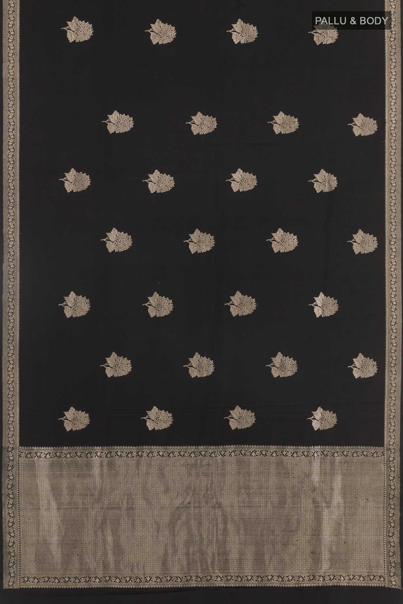 Black Banarasi Silk Saree - Image 3