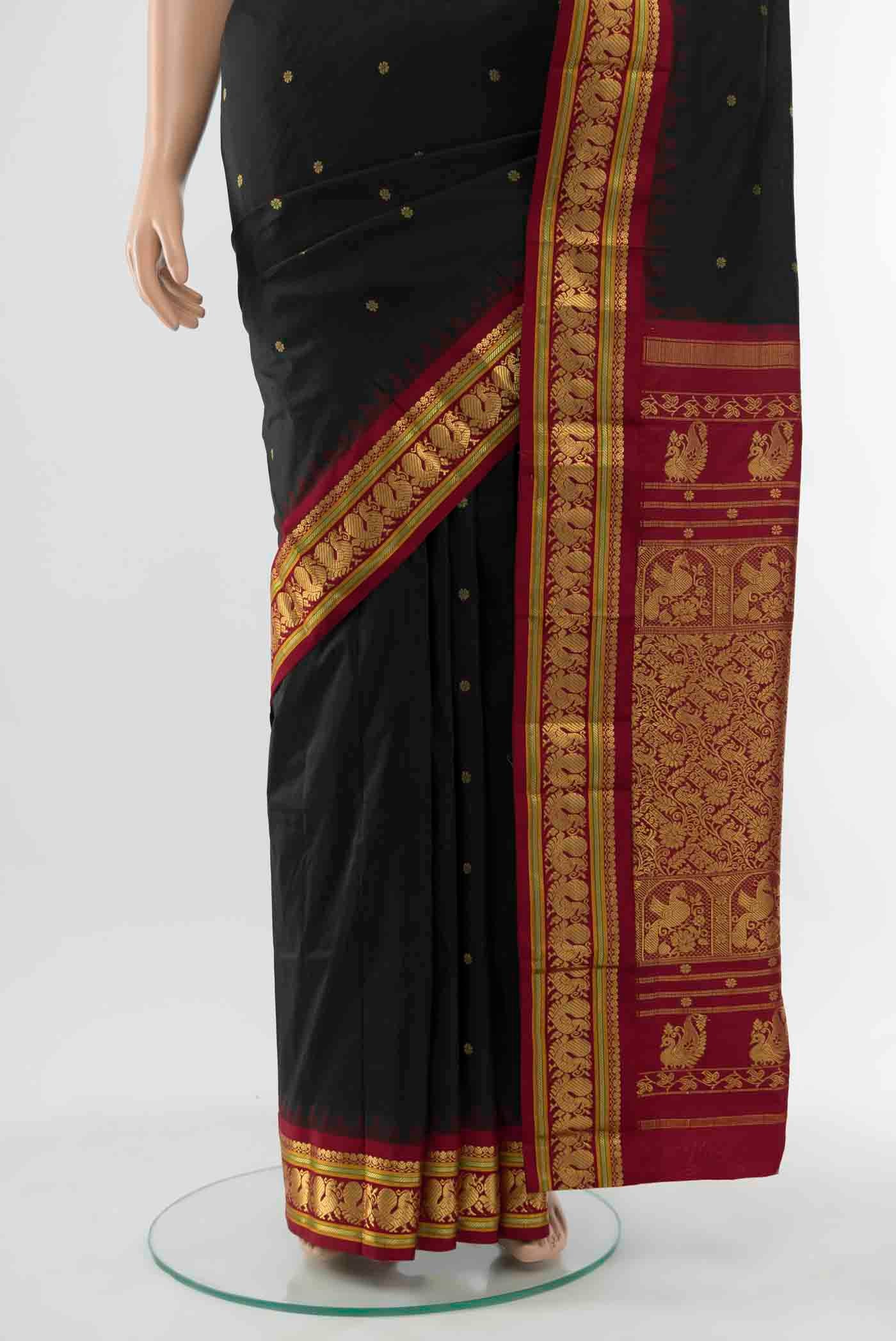 Black Bangalore Silk - kadyal Saree - Image 3