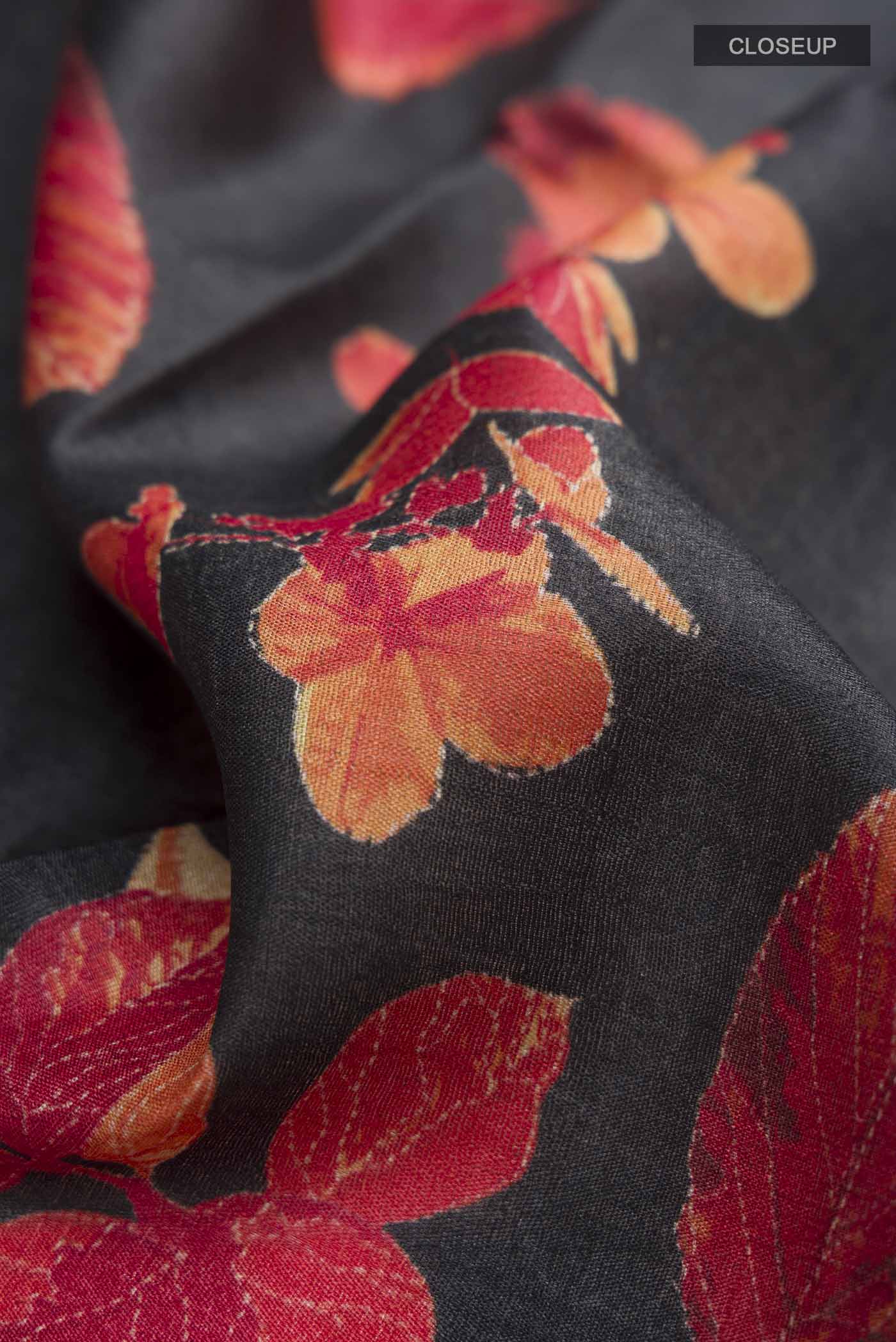 Black Bhagalpuri Tussar Silk Saree - Image 2