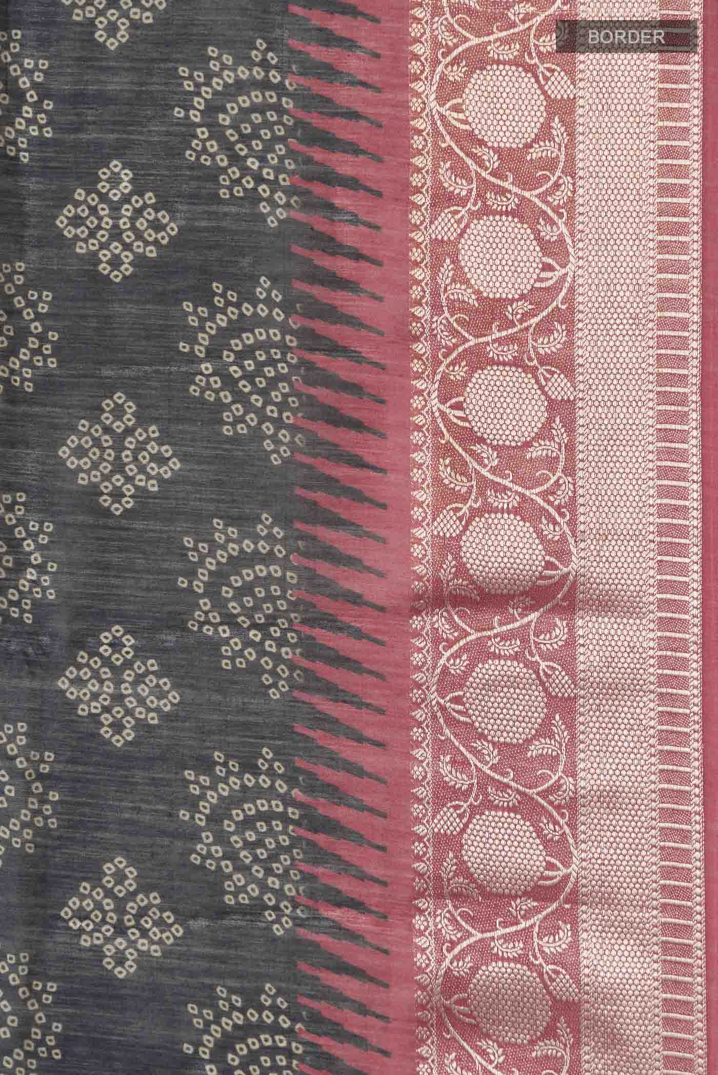 Black Bhagalpuri Tussar Silk Saree - Image 3