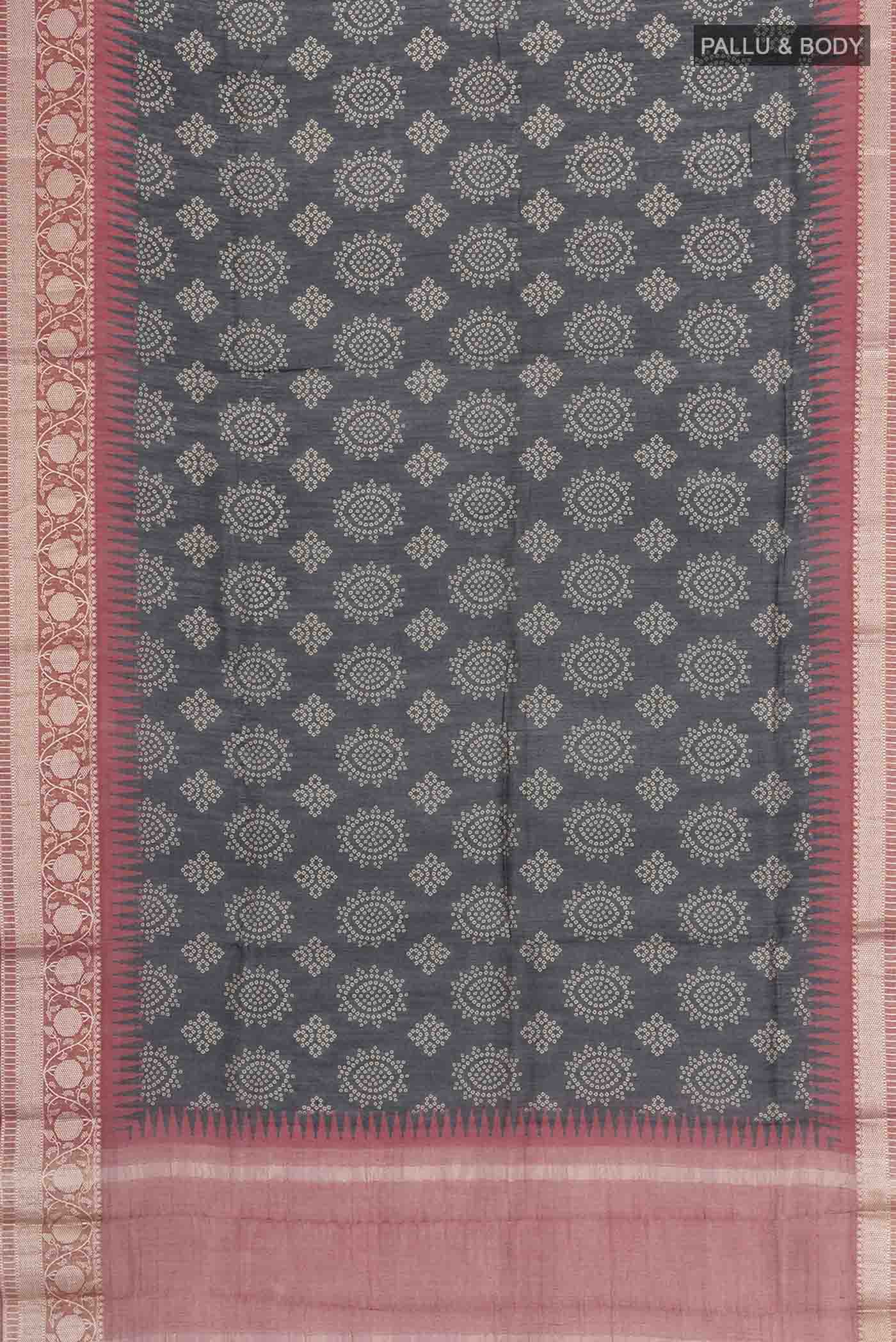 Black Bhagalpuri Tussar Silk Saree - Image 5