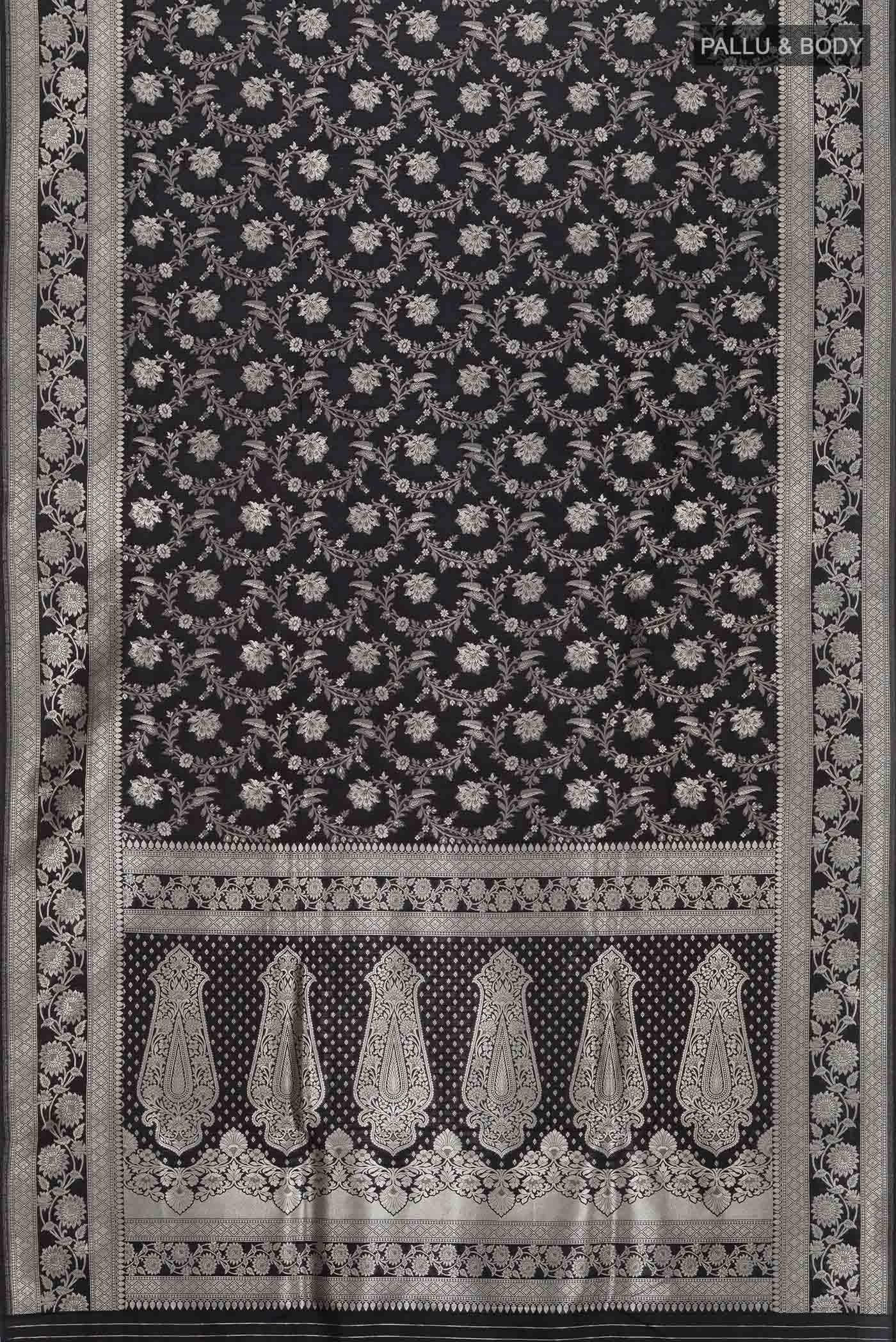 Black Blended Banarasi Silk Saree - Image 2